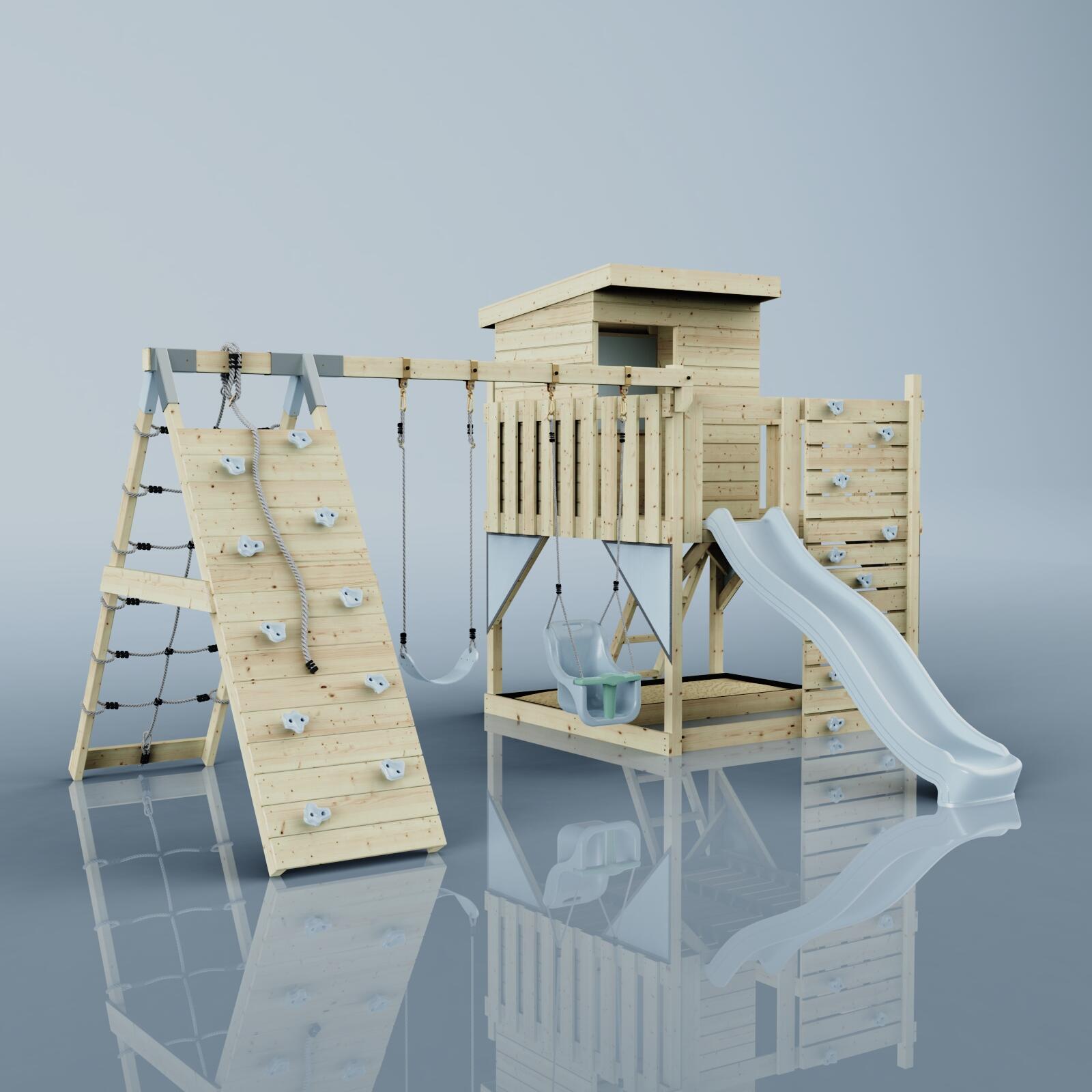 Spielturm Frida mit Babyschaukel in Eisblau - 414 × 468 × 261 cm 6/6