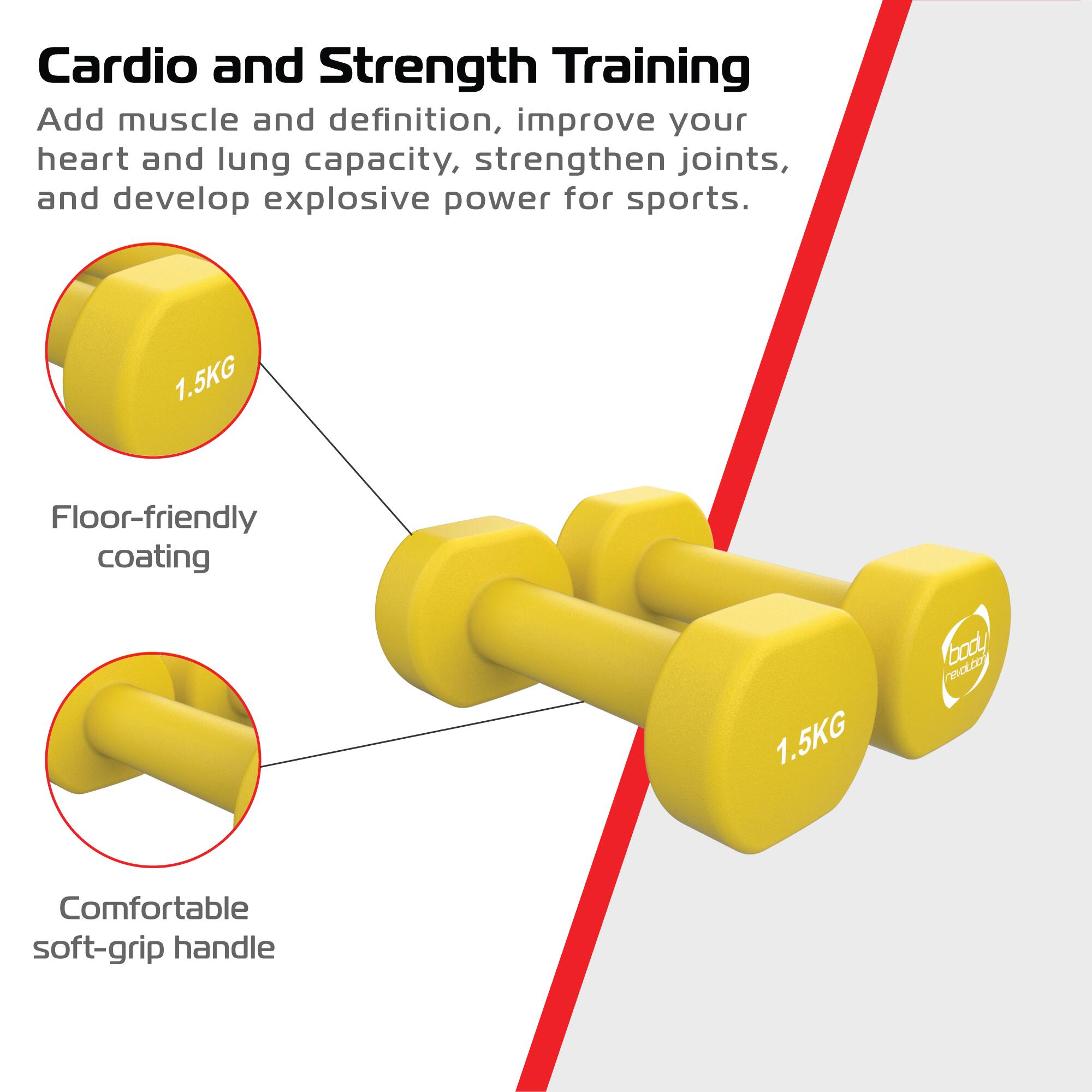 Body Revolution 2 x 1,5kg Neopreen Dumbbells 3/6