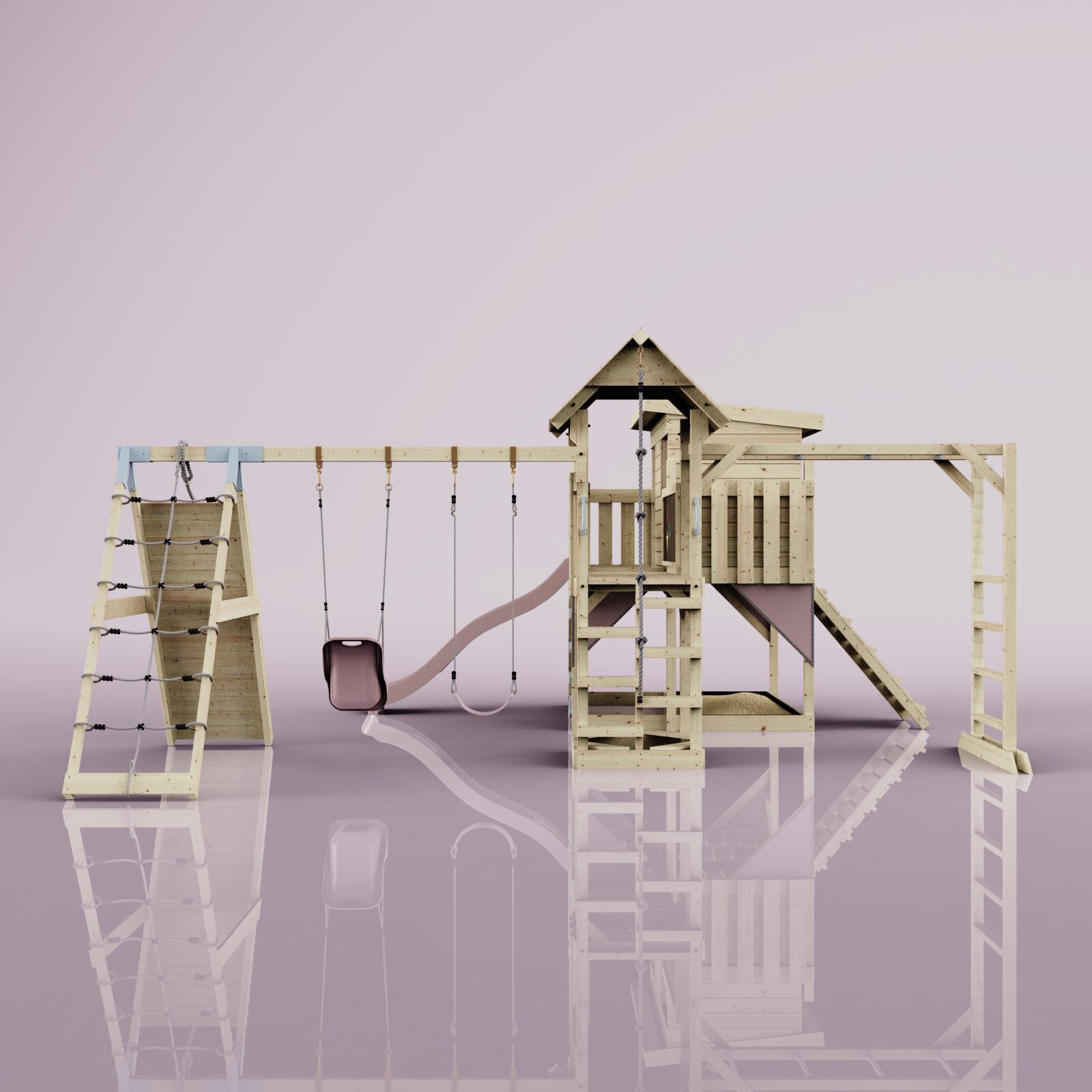Spielturm Malin mit Babyschaukel in Altrosa - 503 × 562 × 274 cm 2/5