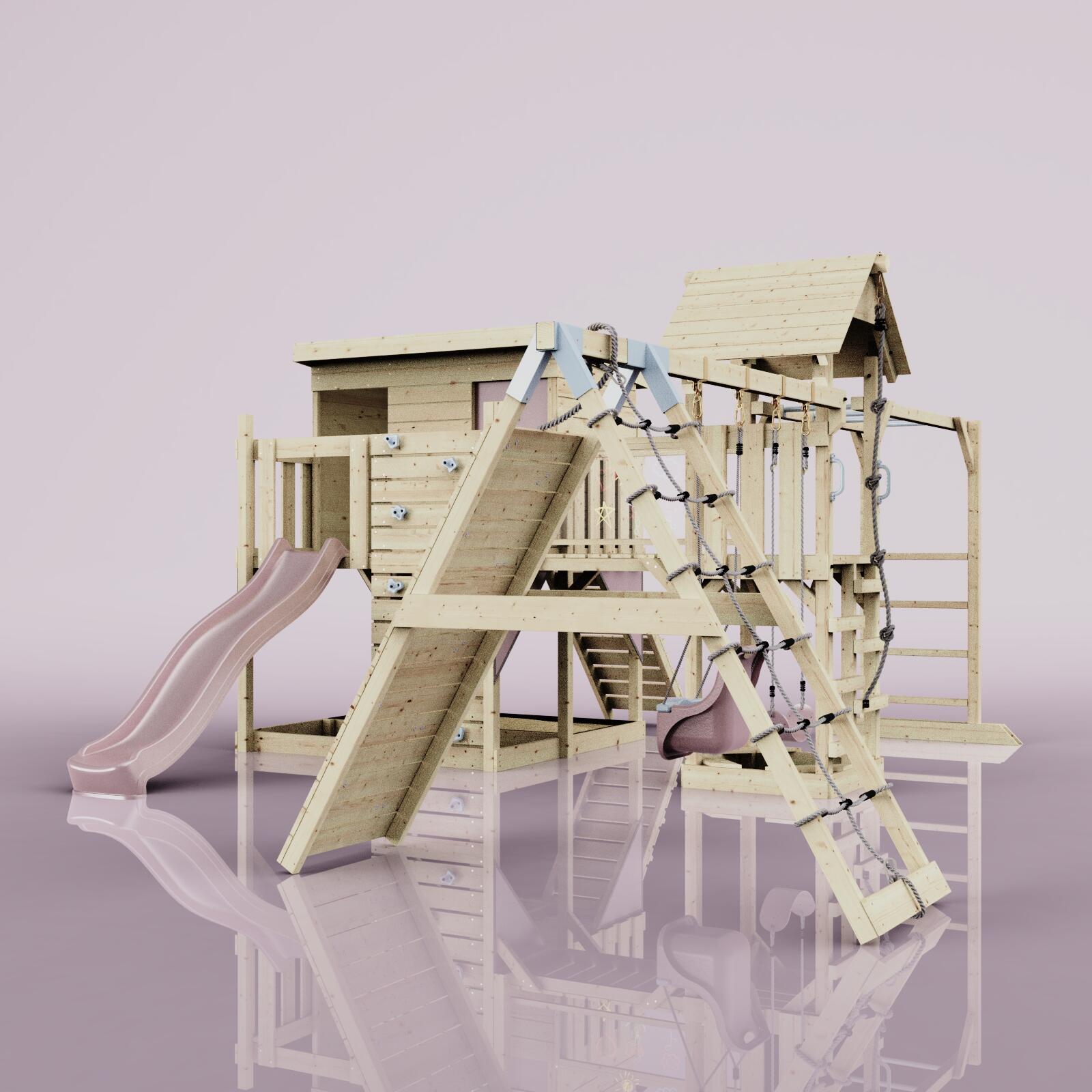 Spielturm Malin mit Babyschaukel in Altrosa - 503 × 562 × 274 cm 5/5