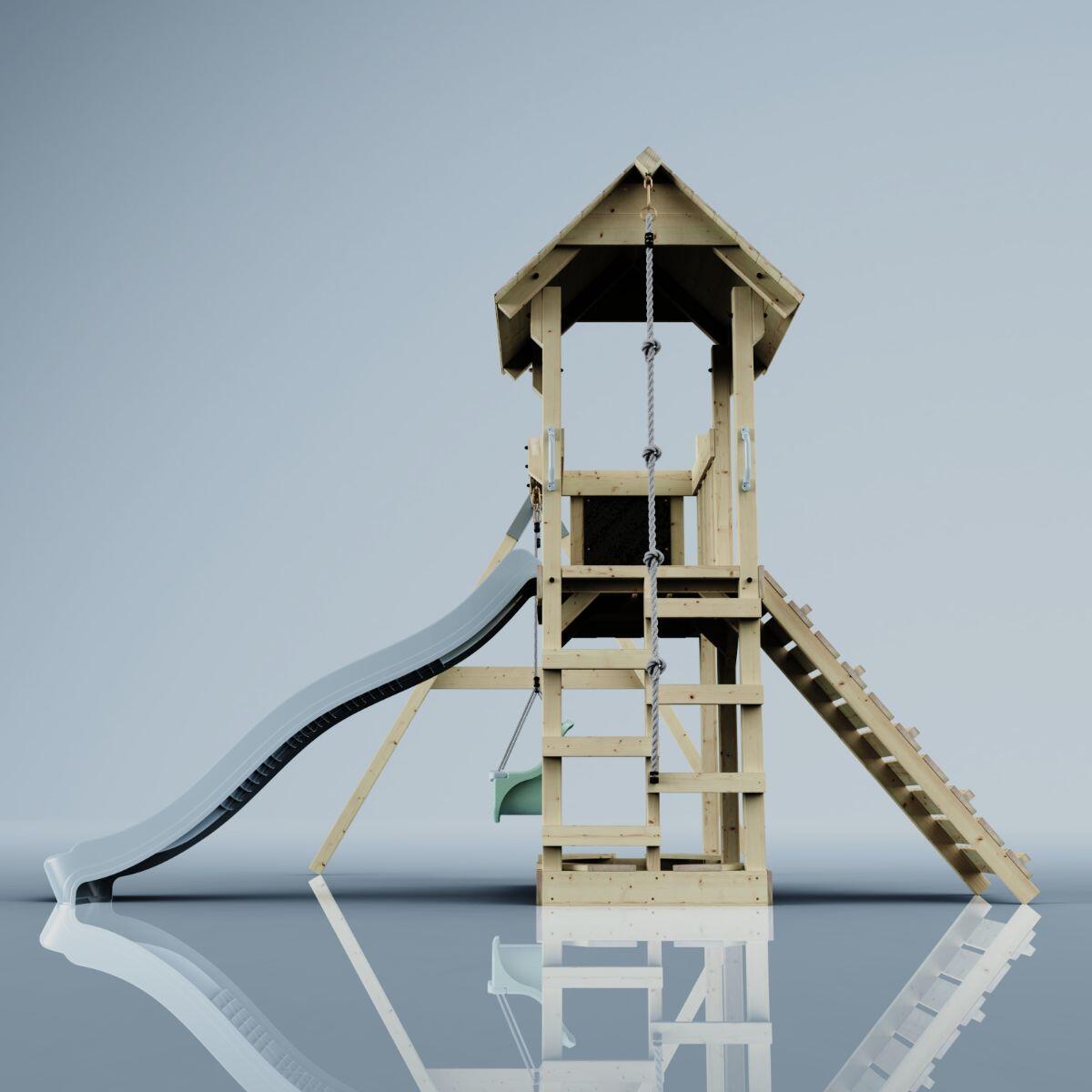 Spielturm Bergen mit Babyschaukel in Eisblau - 357 × 271 × 273 cm 3/6