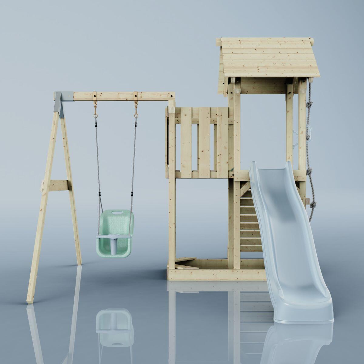 Spielturm Bergen mit Babyschaukel in Eisblau - 357 × 271 × 273 cm 2/6