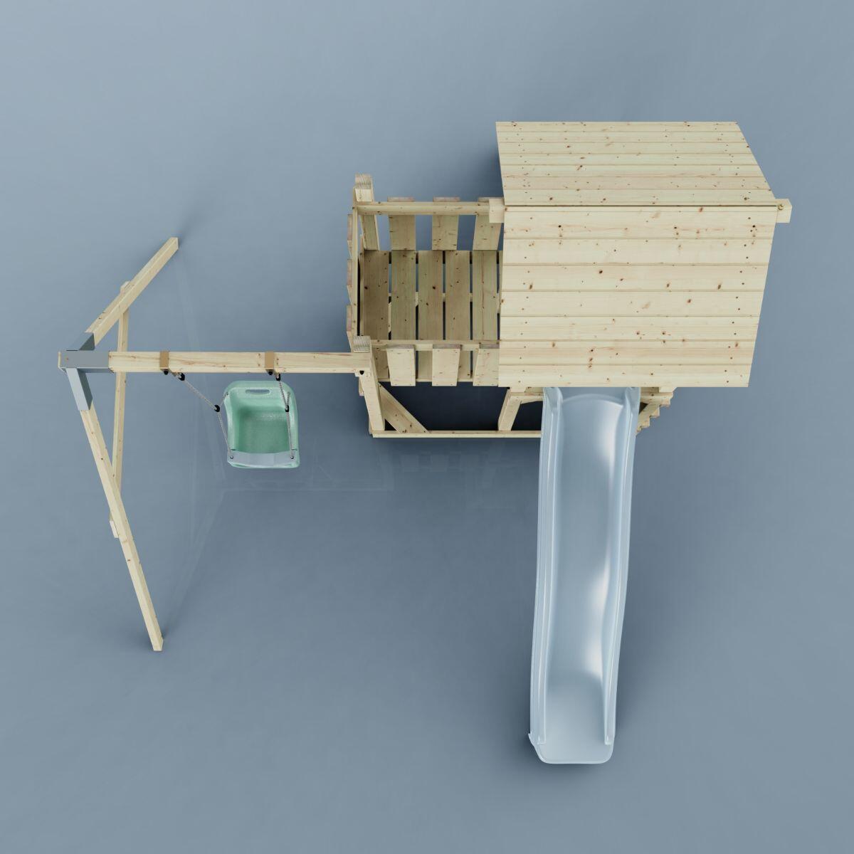 Spielturm Bergen mit Babyschaukel in Eisblau - 357 × 271 × 273 cm 6/6