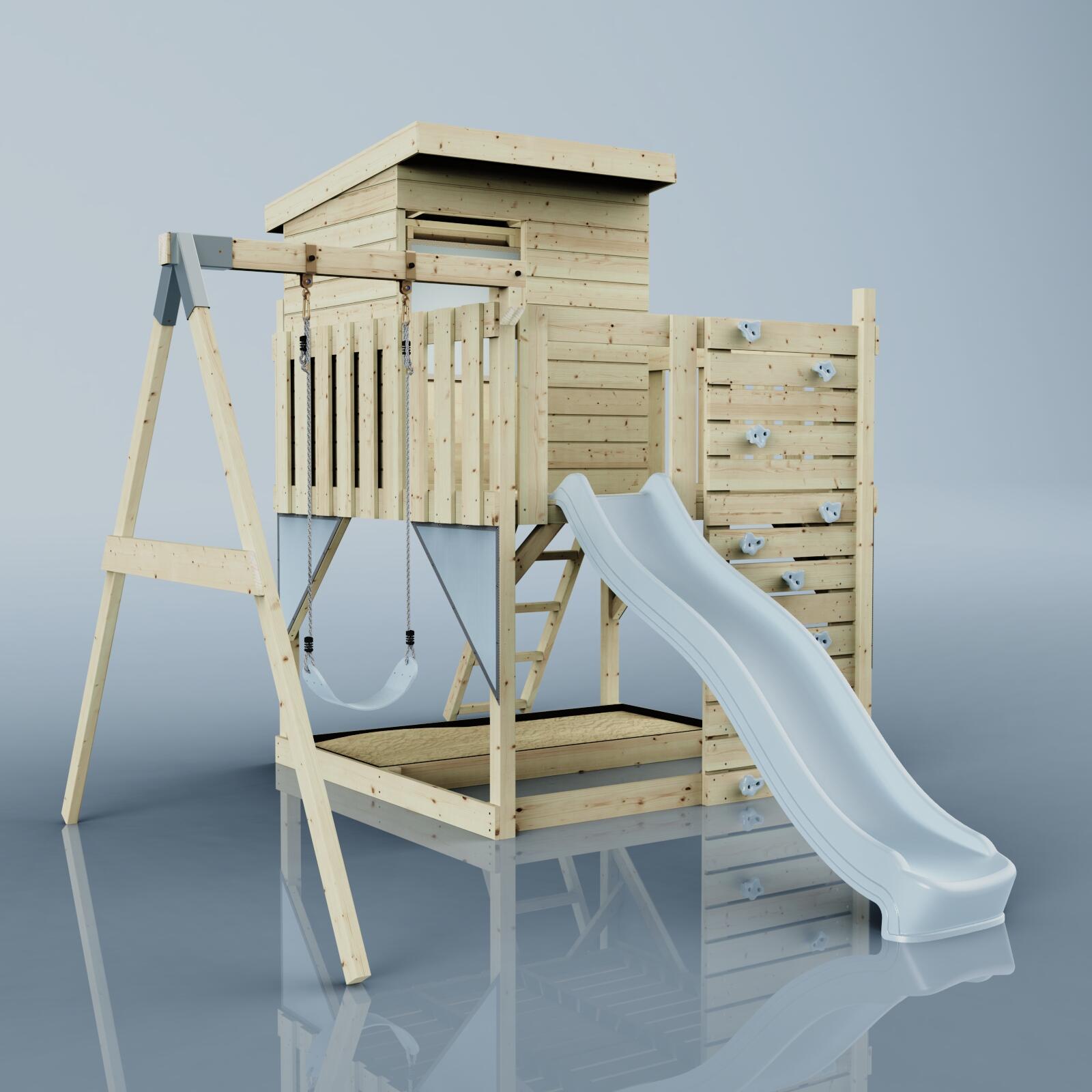 Spielturm Alma mit Kinderschaukel in Eisblau - 415 × 306 × 260 cm 6/6