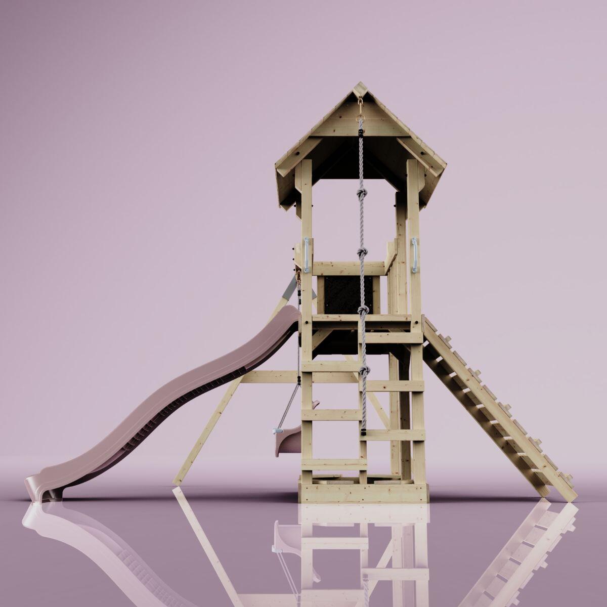 Spielturm Bergen mit Babyschaukel in Altrosa - 357 × 271 × 273 cm 3/6
