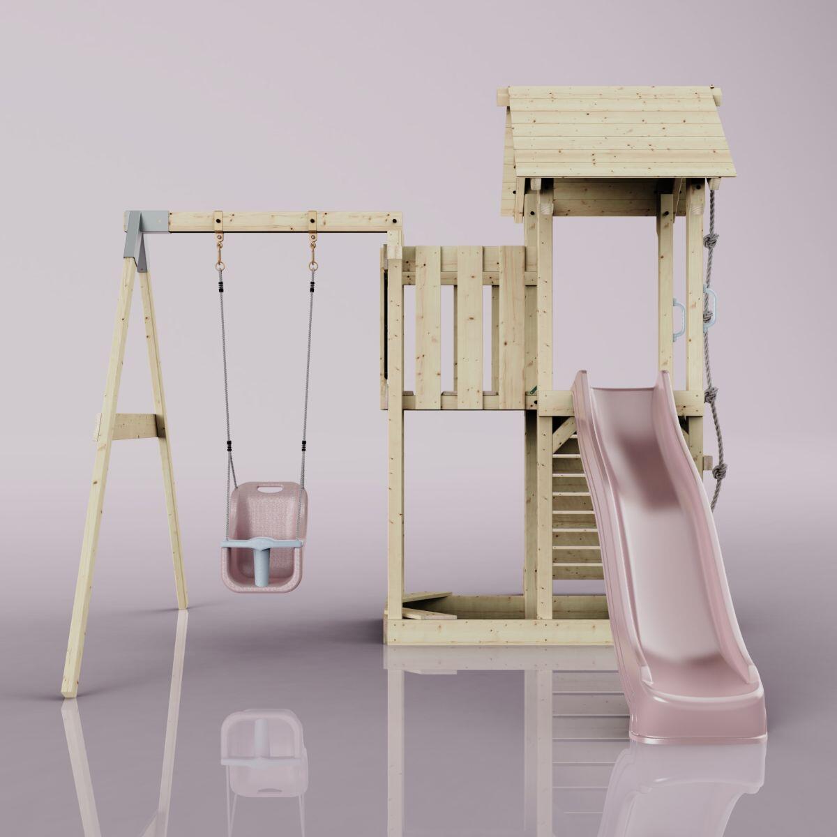 Spielturm Bergen mit Babyschaukel in Altrosa - 357 × 271 × 273 cm 2/6