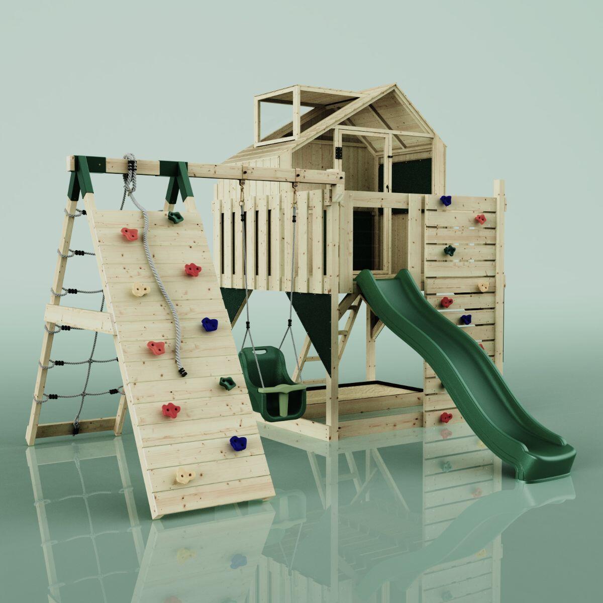 Spielturm Anika mit Babyschaukel in Dunkelgrün - 415 × 399 × 291 cm 3/6