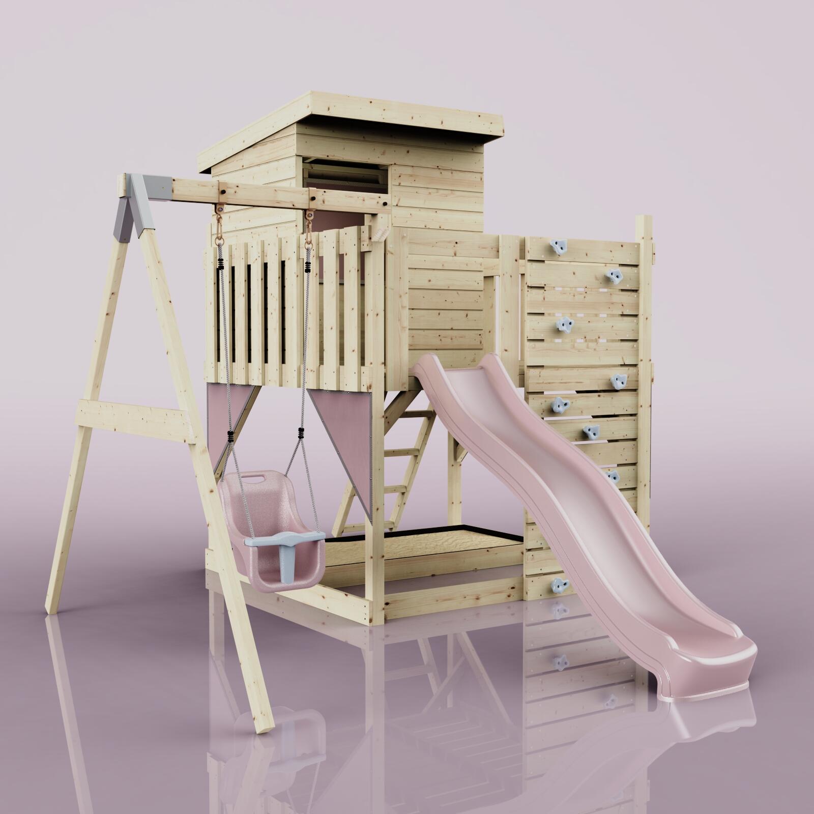 Spielturm Alma mit Babyschaukel in Altrosa - 415 × 306 × 260 cm 6/6
