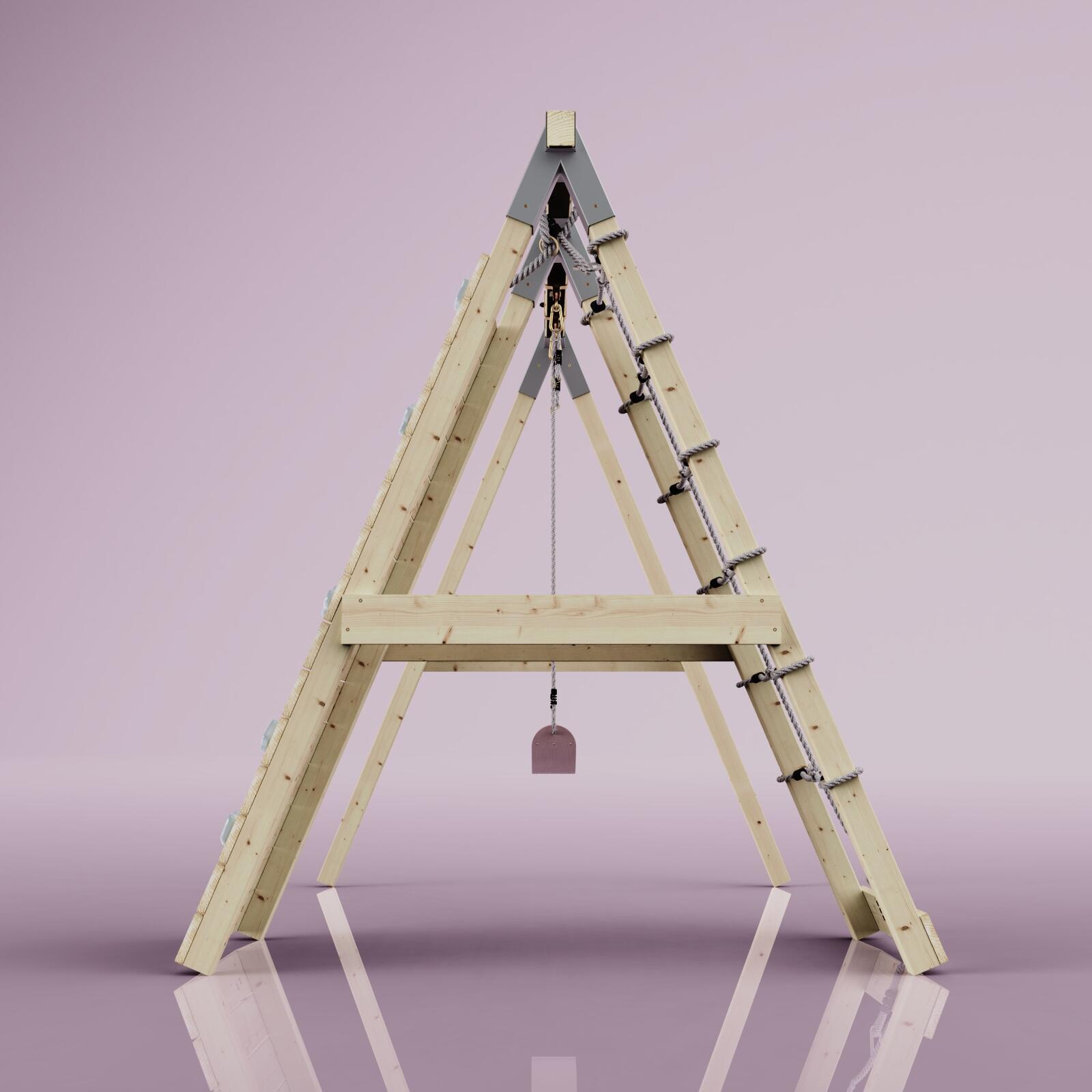 Klettergerüst Chamäleon in Altrosa - 182 × 236 × 212 cm 3/6