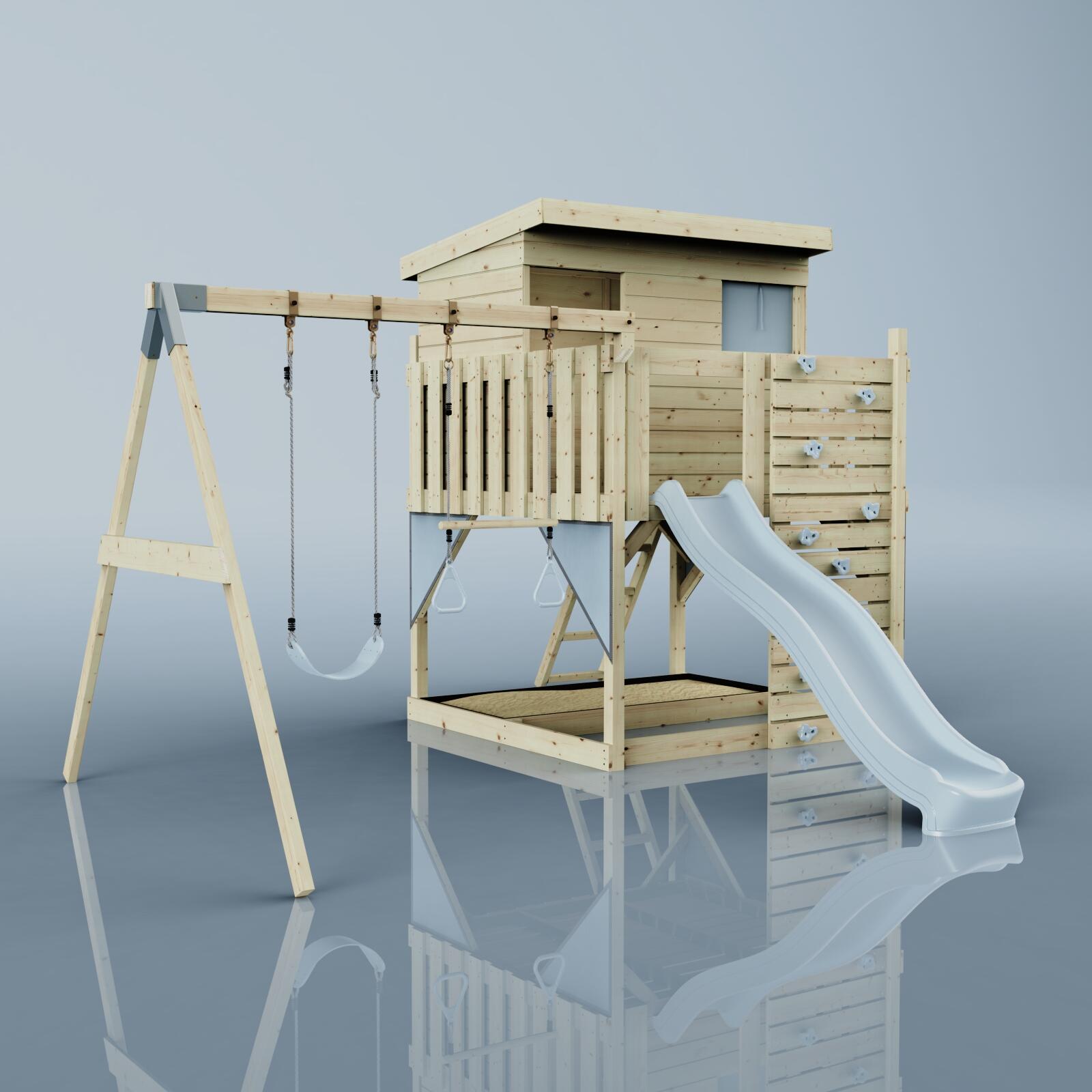 Spielturm Nils mit Trapezstange in Eisblau - 415 × 396 × 260 cm 6/6