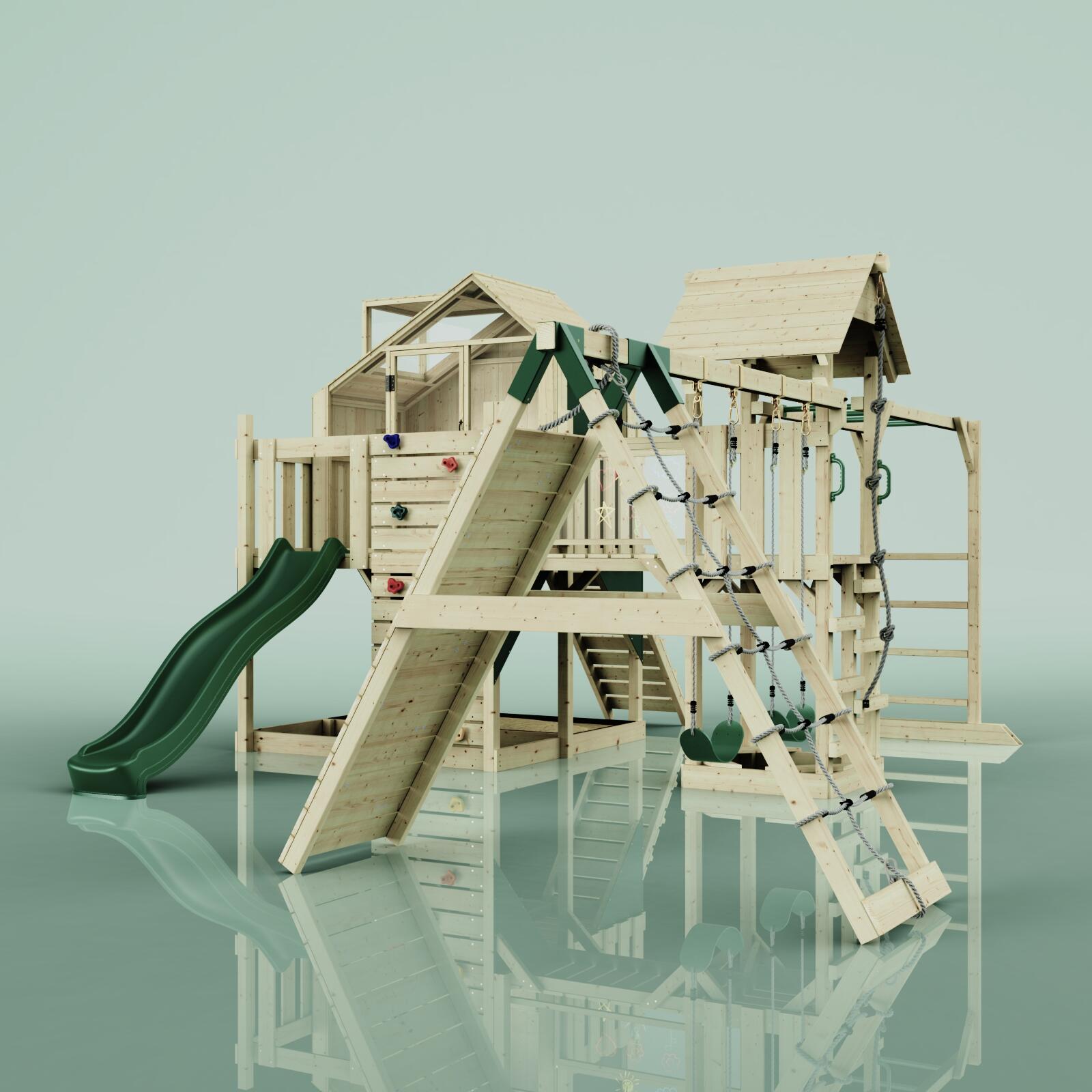 Spielturm Milo mit Kinderschaukel in Dunkelgrün - 503 × 562 × 291 cm 5/5
