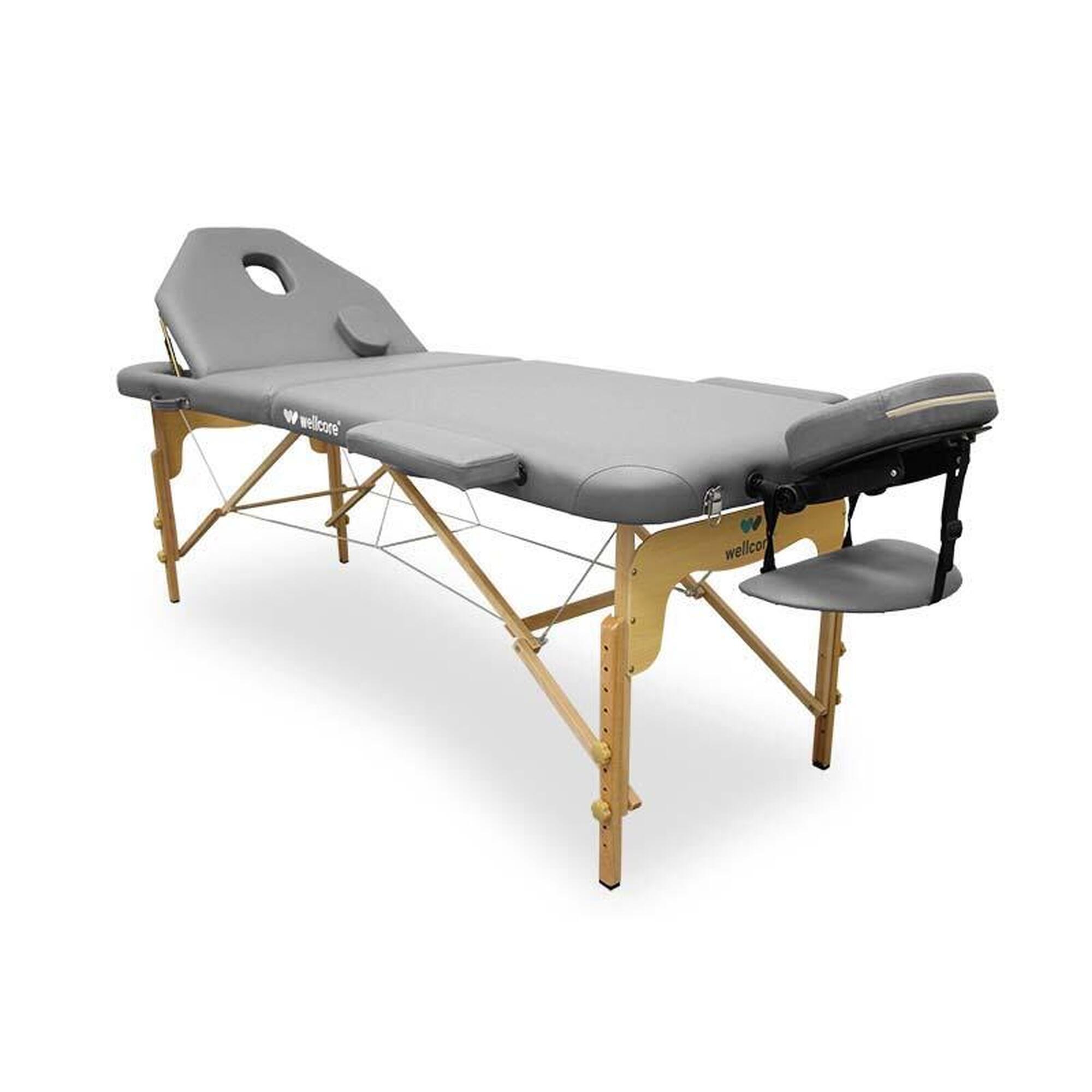 Wellcore - Wellcore Brancard Pliant En Bois 195 X 70 Cm Avec Dossier Rabattable - Table De Massage - Gris - No Size - Decathlon