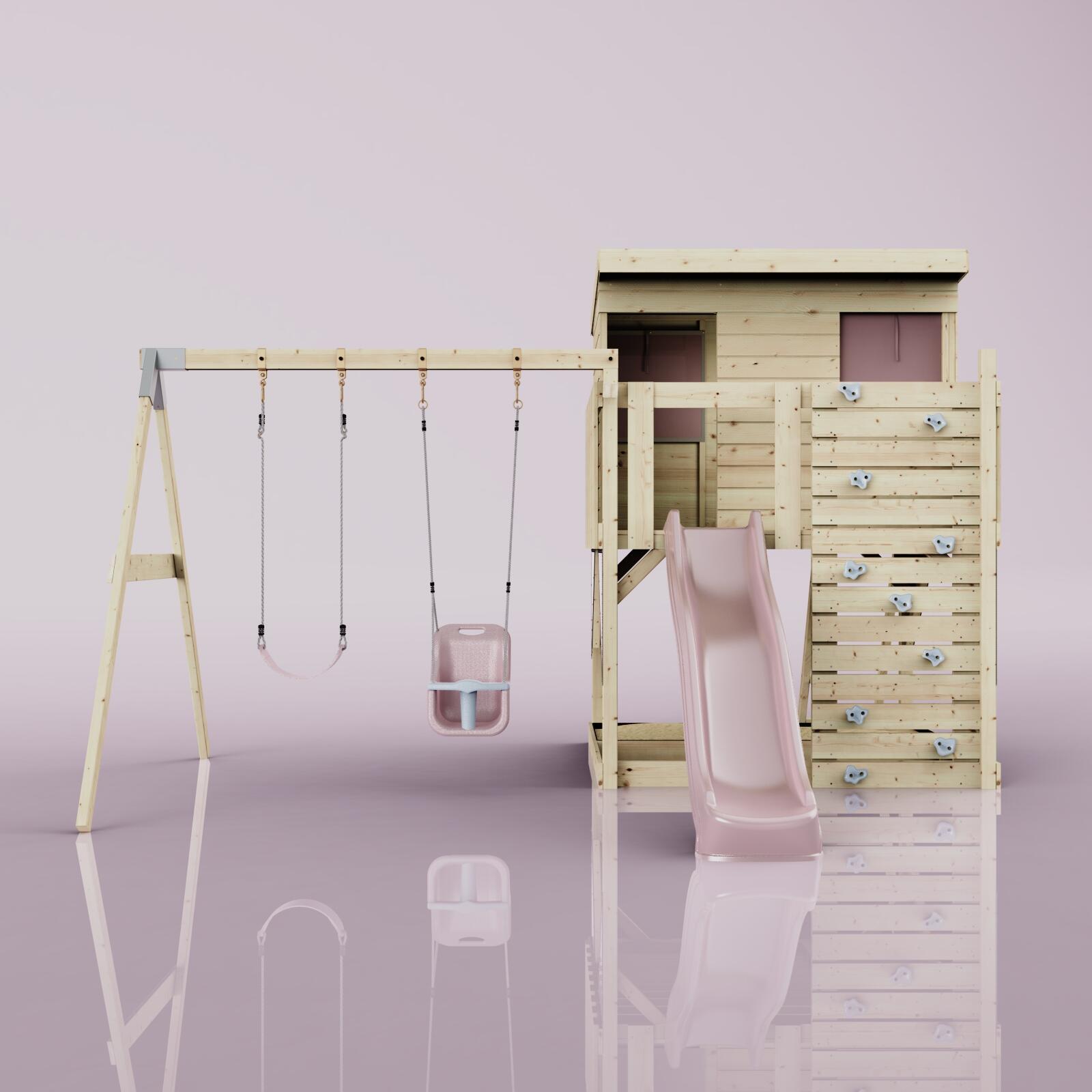 Spielturm Nils mit Babyschaukel in Altrosa - 415 × 396 × 260 cm 2/6