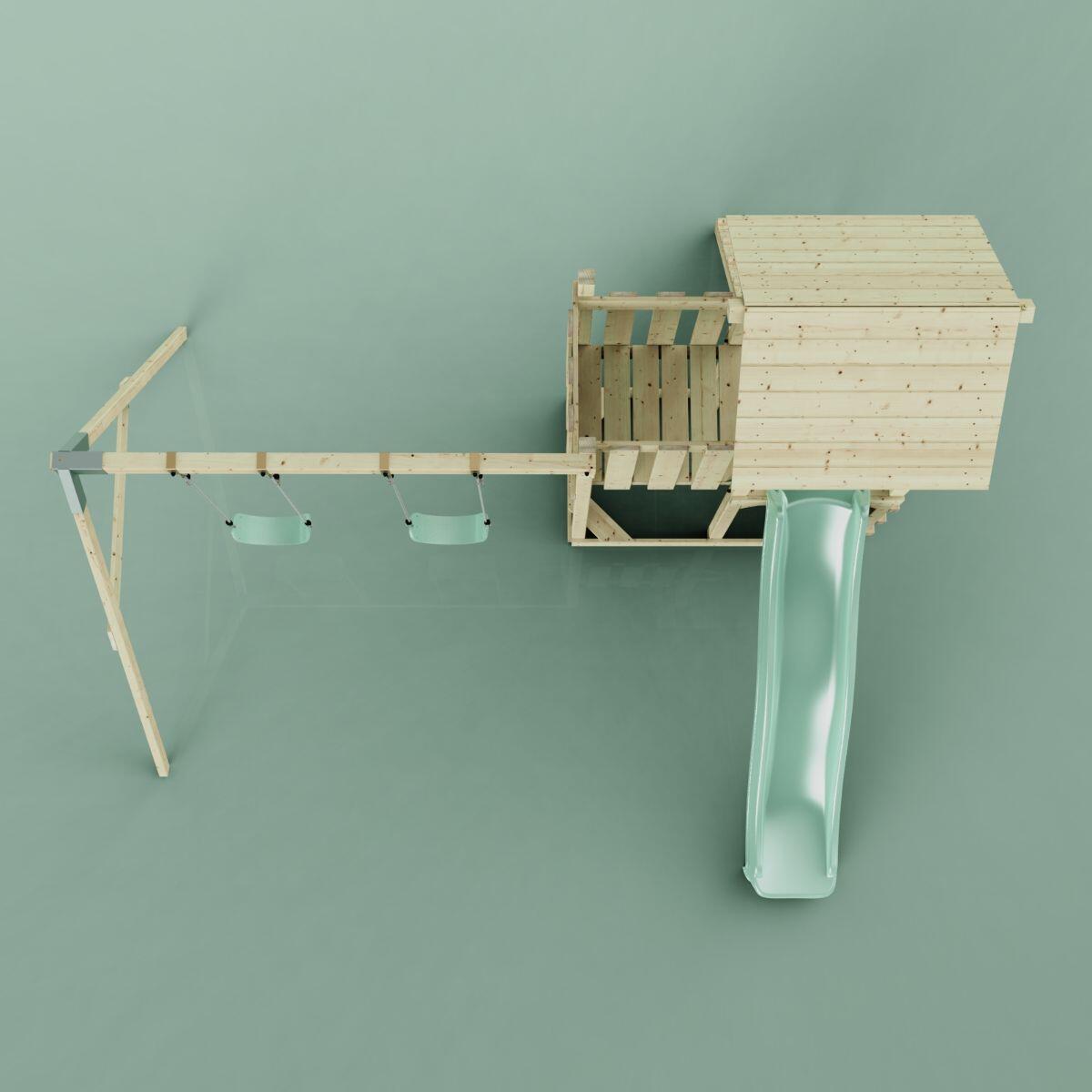 Spielturm Uppsala mit Kinderschaukel in Mintgrün - 357 × 361 × 273 cm 6/6