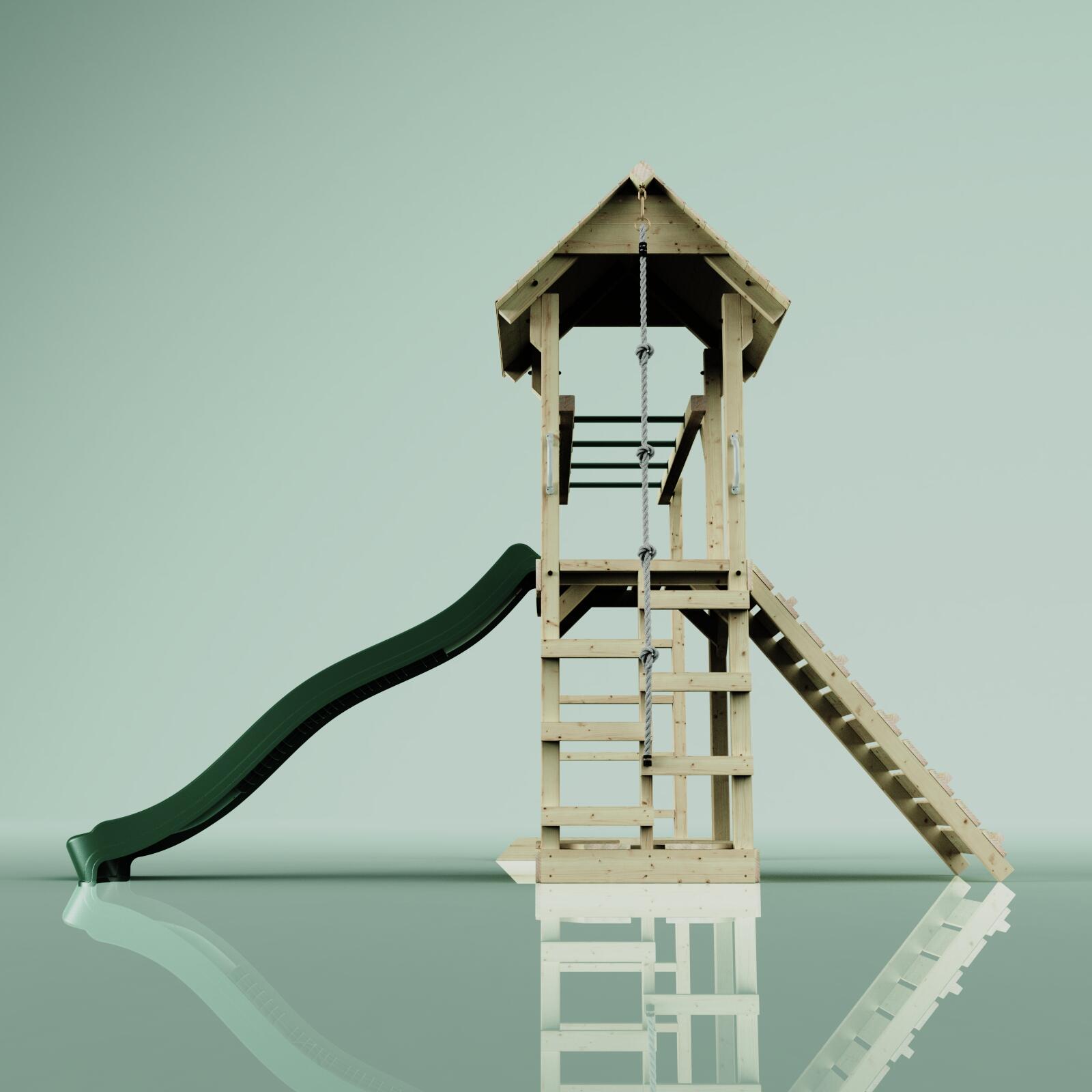 Spielturm Lund in Dunkelgrün - 358 × 295 × 275 cm 3/6