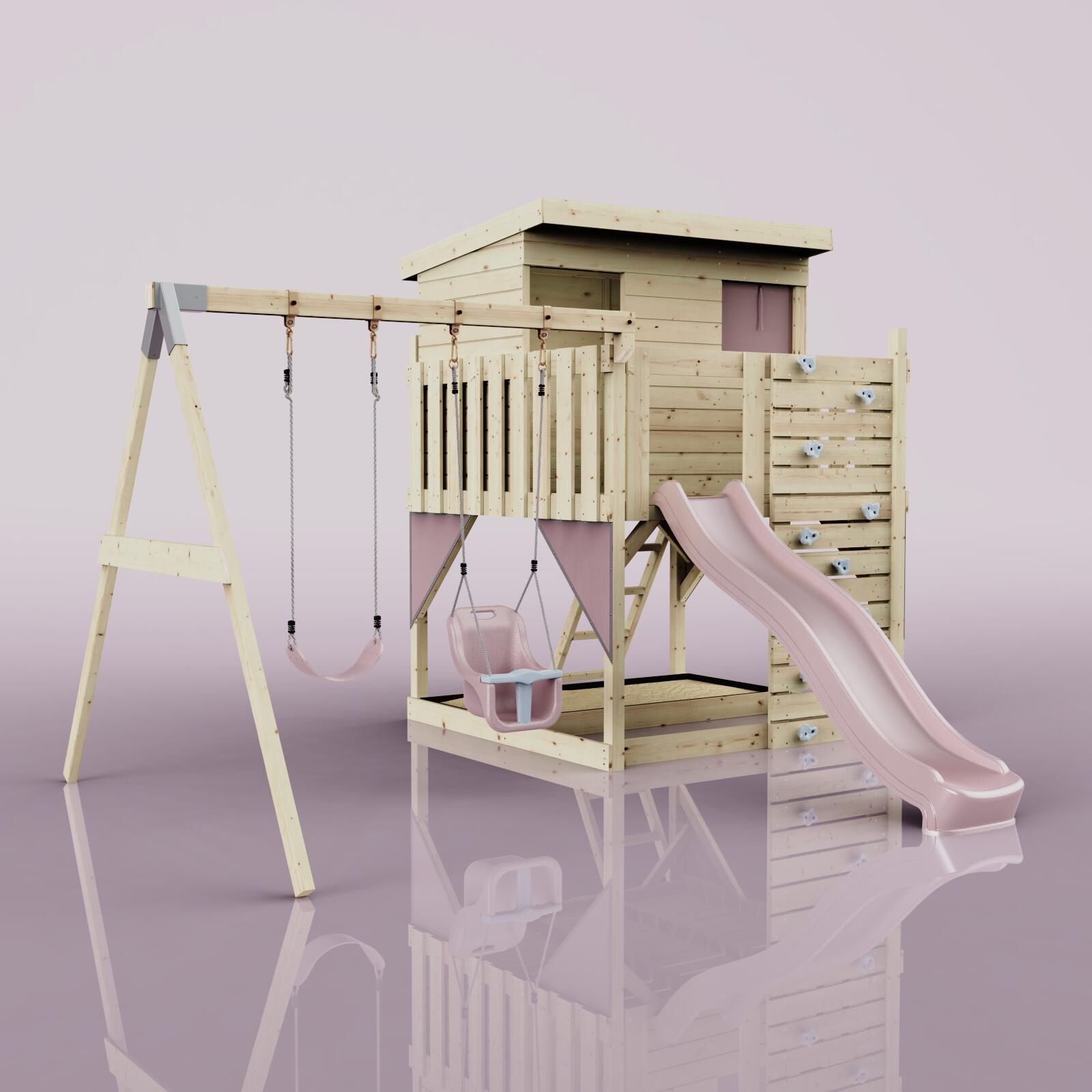 Spielturm Nils mit Babyschaukel in Altrosa - 415 × 396 × 260 cm 6/6