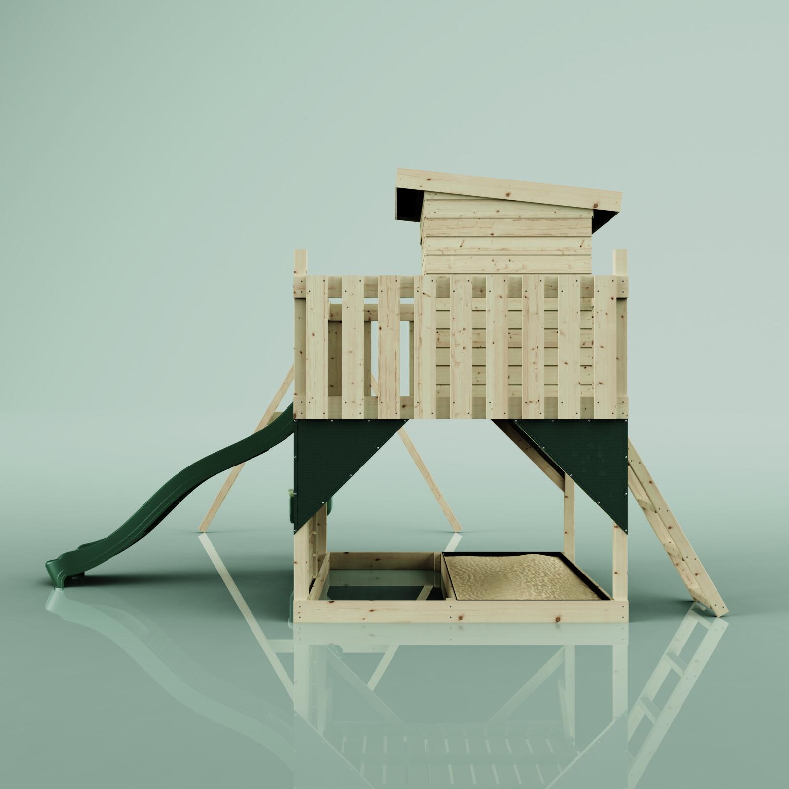 Spielturm Björn mit Babyschaukel in Dunkelgrün - 415 × 396 × 261 cm 3/6