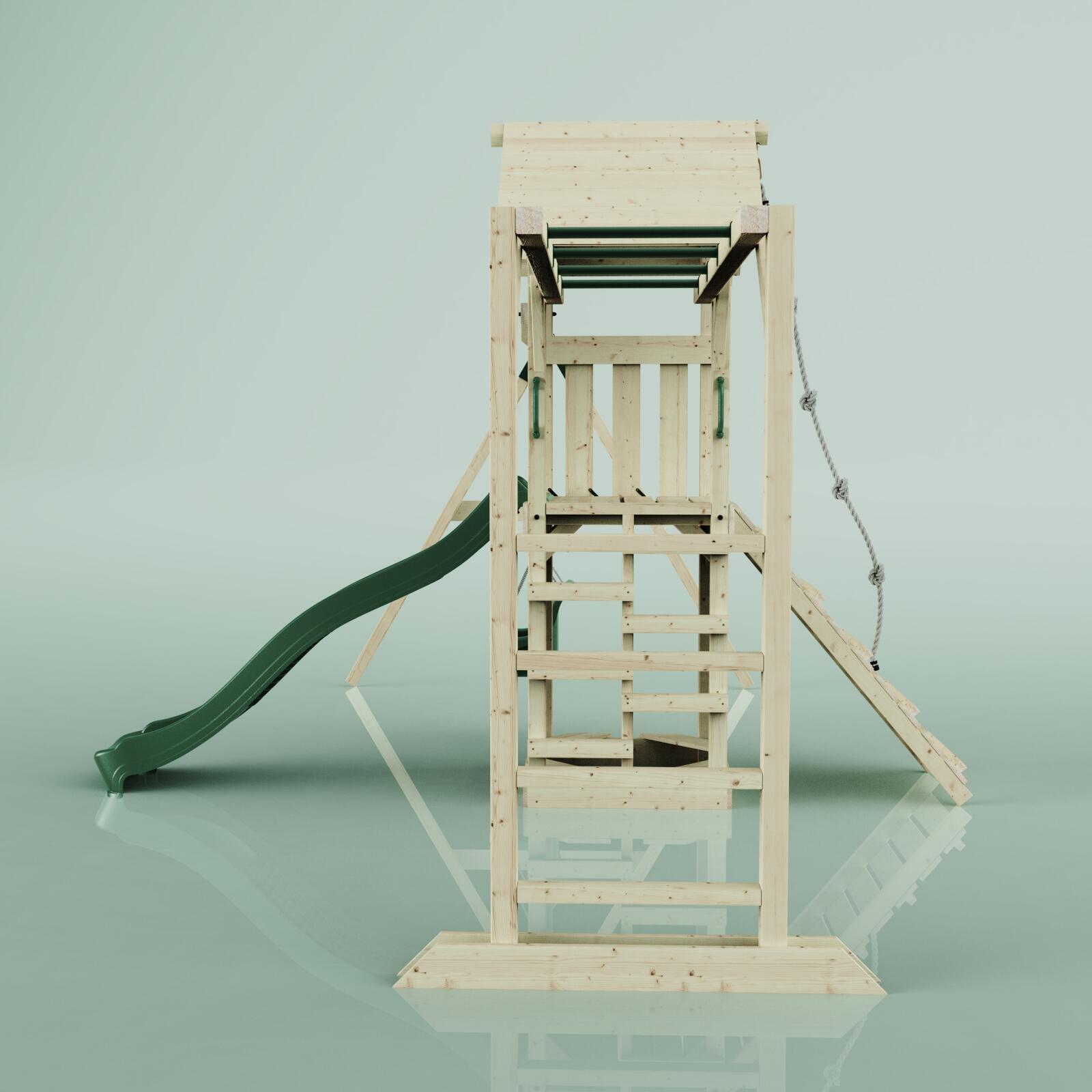 Spielturm Örebro mit Babyschaukel in Dunkelgrün - 358 × 491 × 275 cm 3/6