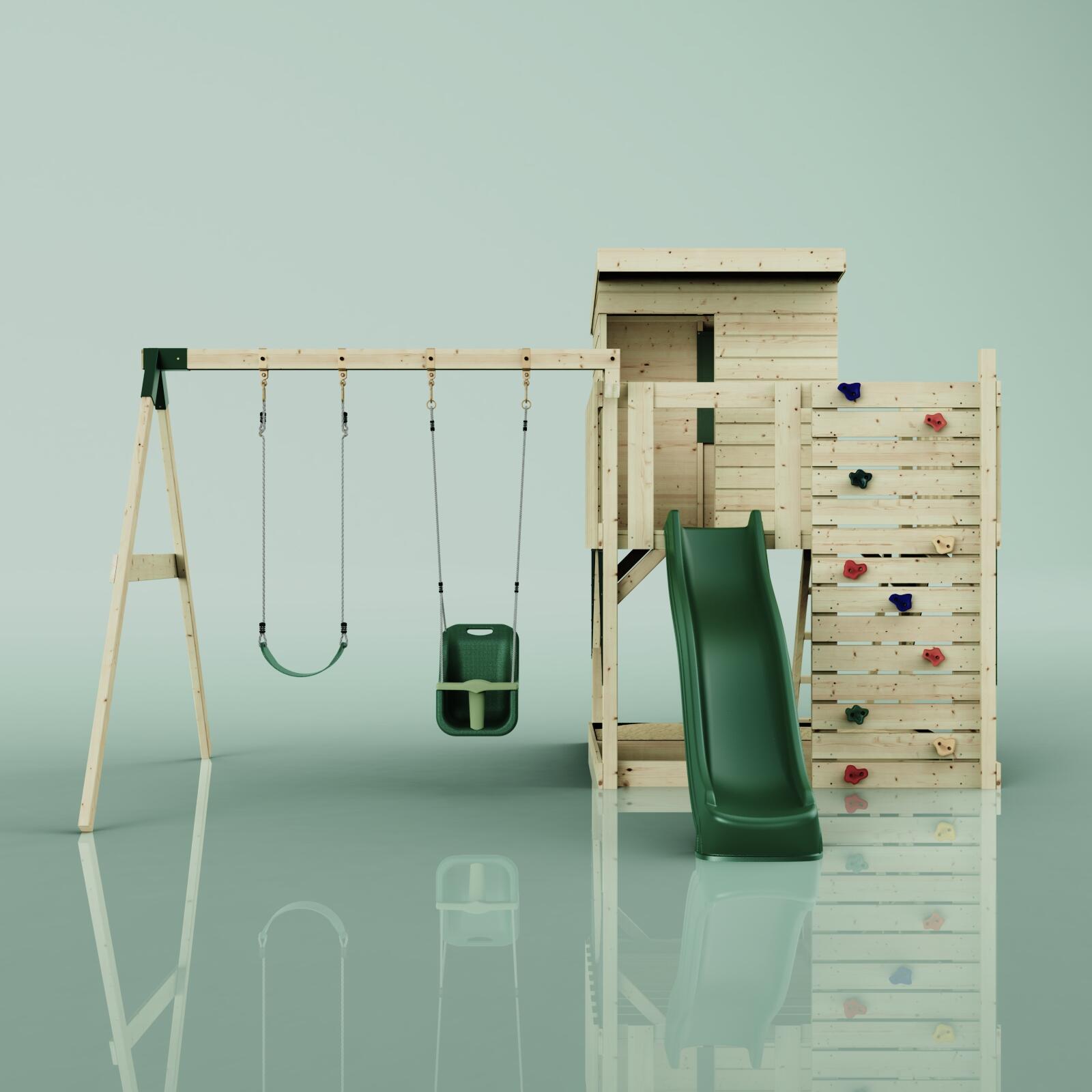 Spielturm Björn mit Babyschaukel in Dunkelgrün - 415 × 396 × 261 cm 2/6
