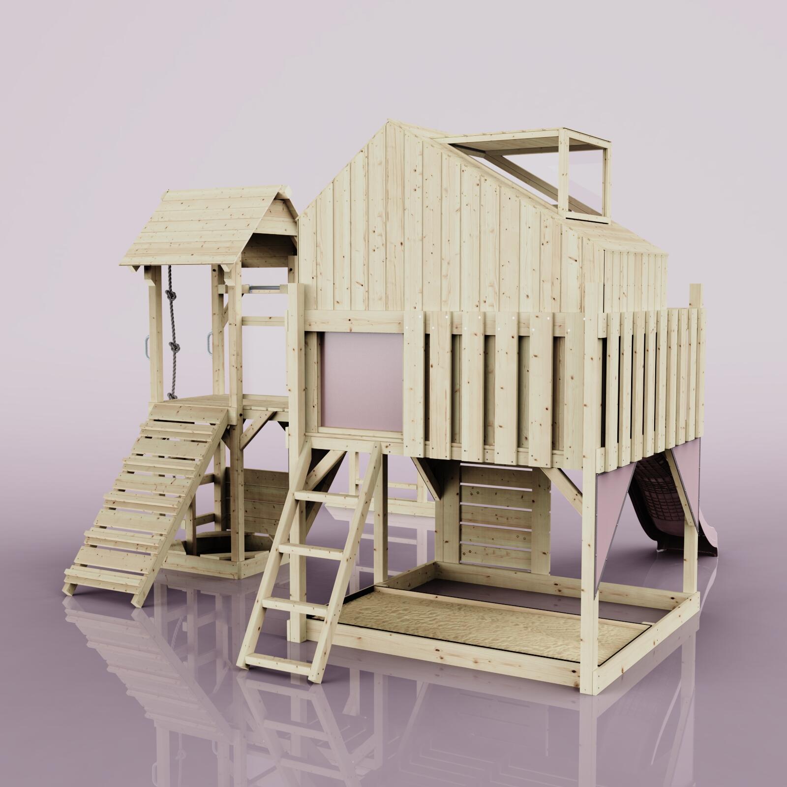 Spielturm Luna in Altrosa - 406 × 444 × 291 cm 3/5