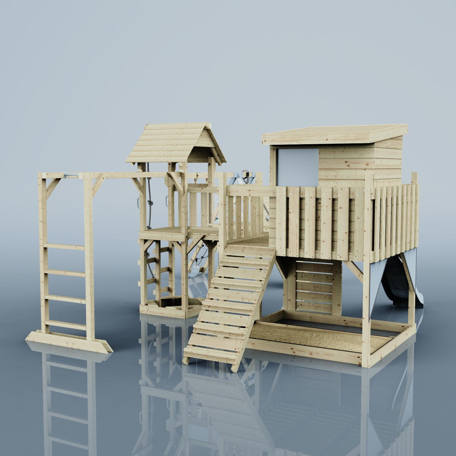 Spielturm Lars mit Trapezstange in Eisblau - 503 × 562 × 274 cm 3/5