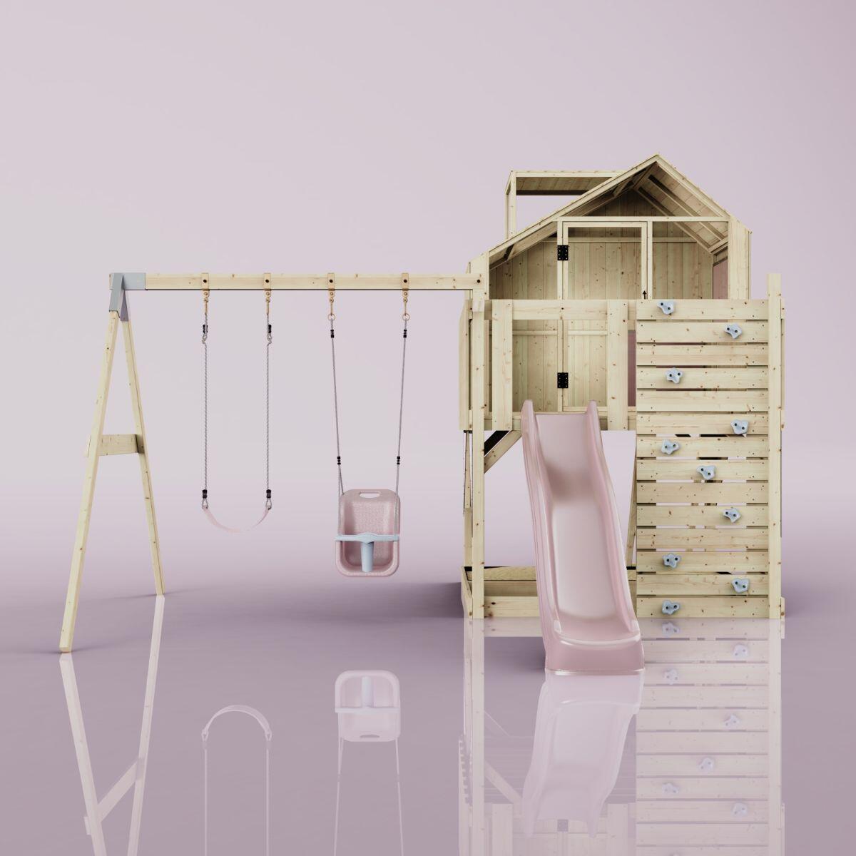 Spielturm Lasse mit Babyschaukel in Altrosa - 414 × 399 × 292 cm 2/6