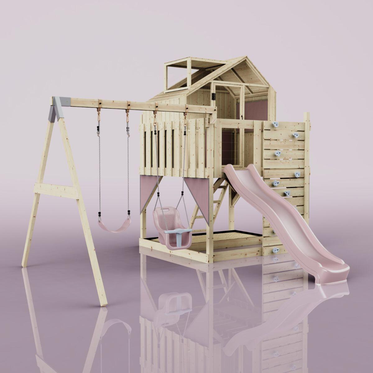 Spielturm Lasse mit Babyschaukel in Altrosa - 414 × 399 × 292 cm 6/6