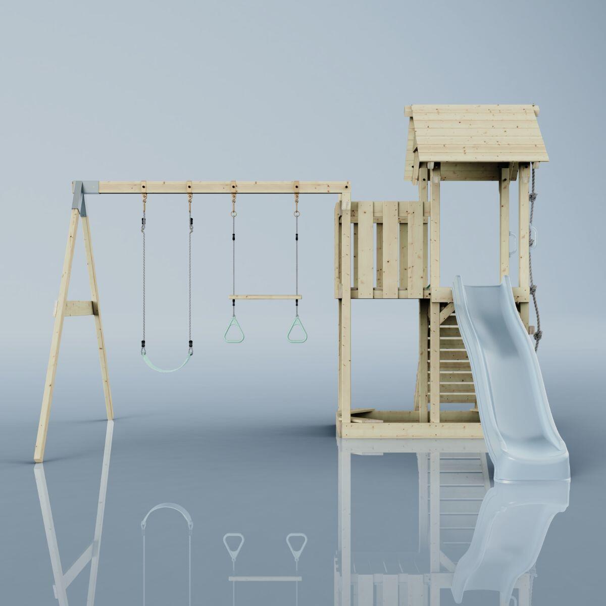 Spielturm Uppsala mit Trapezstange in Eisblau - 357 × 361 × 273 cm 2/6