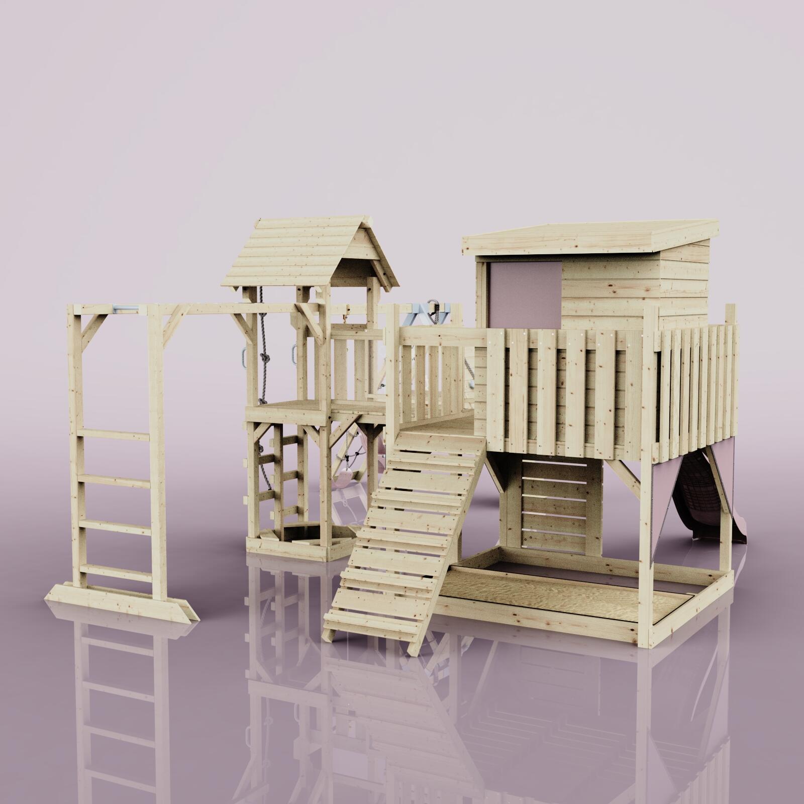 Spielturm Lars mit Babyschaukel in Altrosa - 503 × 562 × 274 cm 3/5