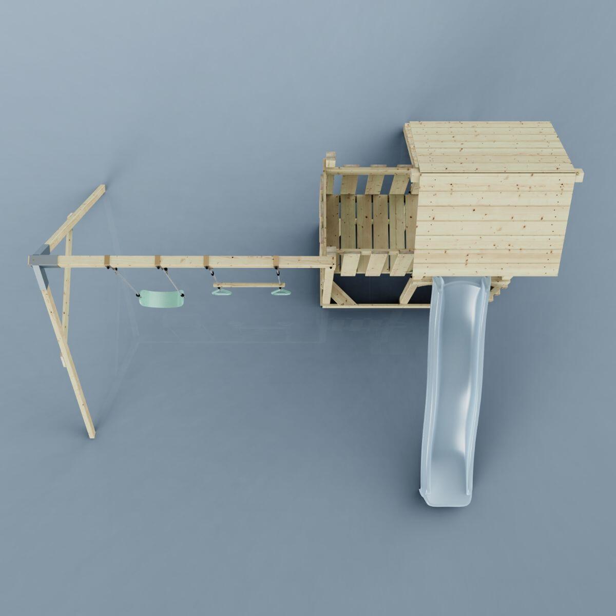 Spielturm Uppsala mit Trapezstange in Eisblau - 357 × 361 × 273 cm 6/6