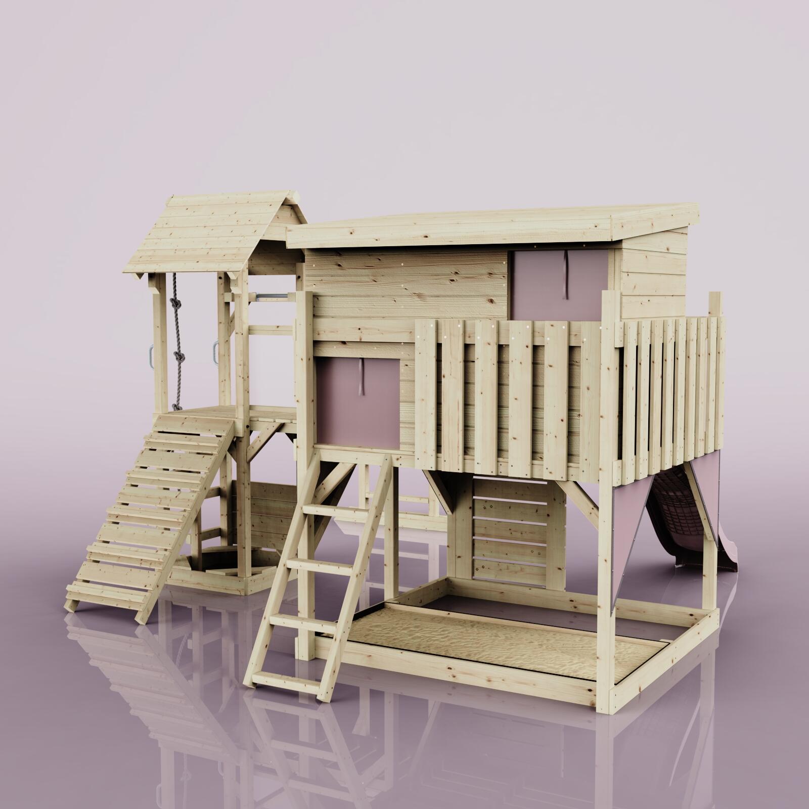 Spielturm Isak in Altrosa - 406 × 444 × 274 cm 3/5