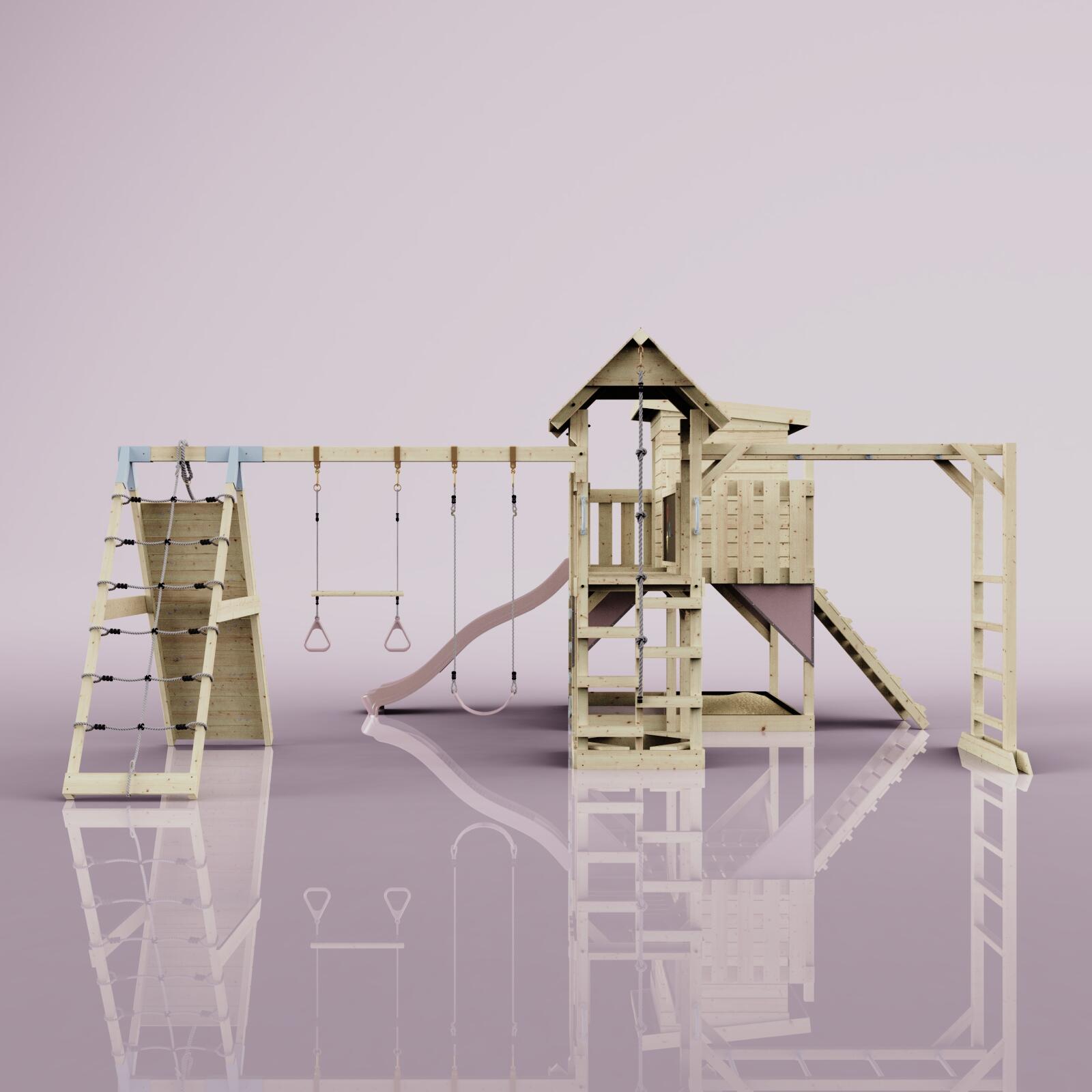 Spielturm Lars mit Trapezstange in Altrosa - 503 × 562 × 274 cm 2/5