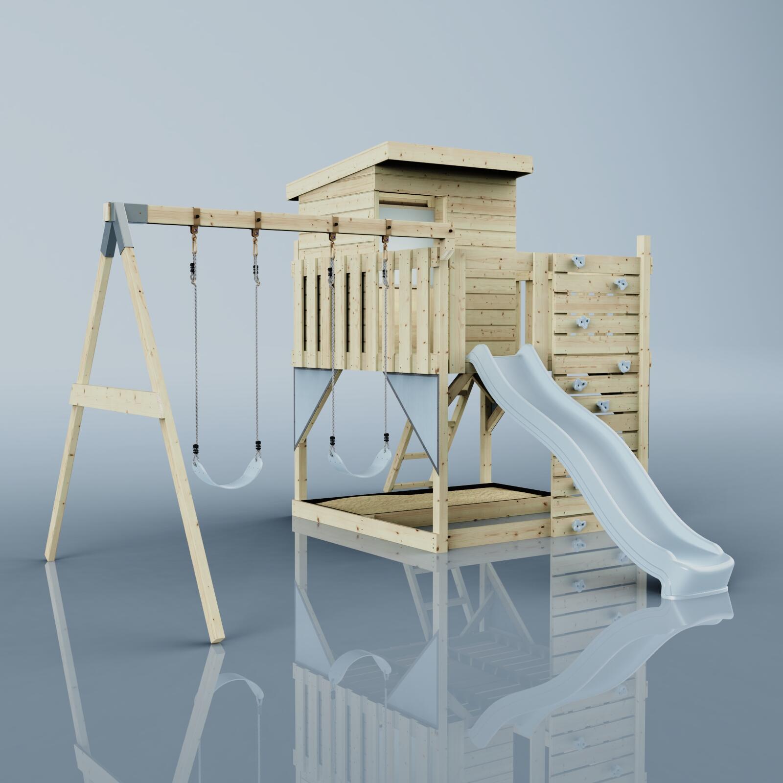 Spielturm Björn mit Kinderschaukel in Eisblau - 415 × 396 × 261 cm 6/6