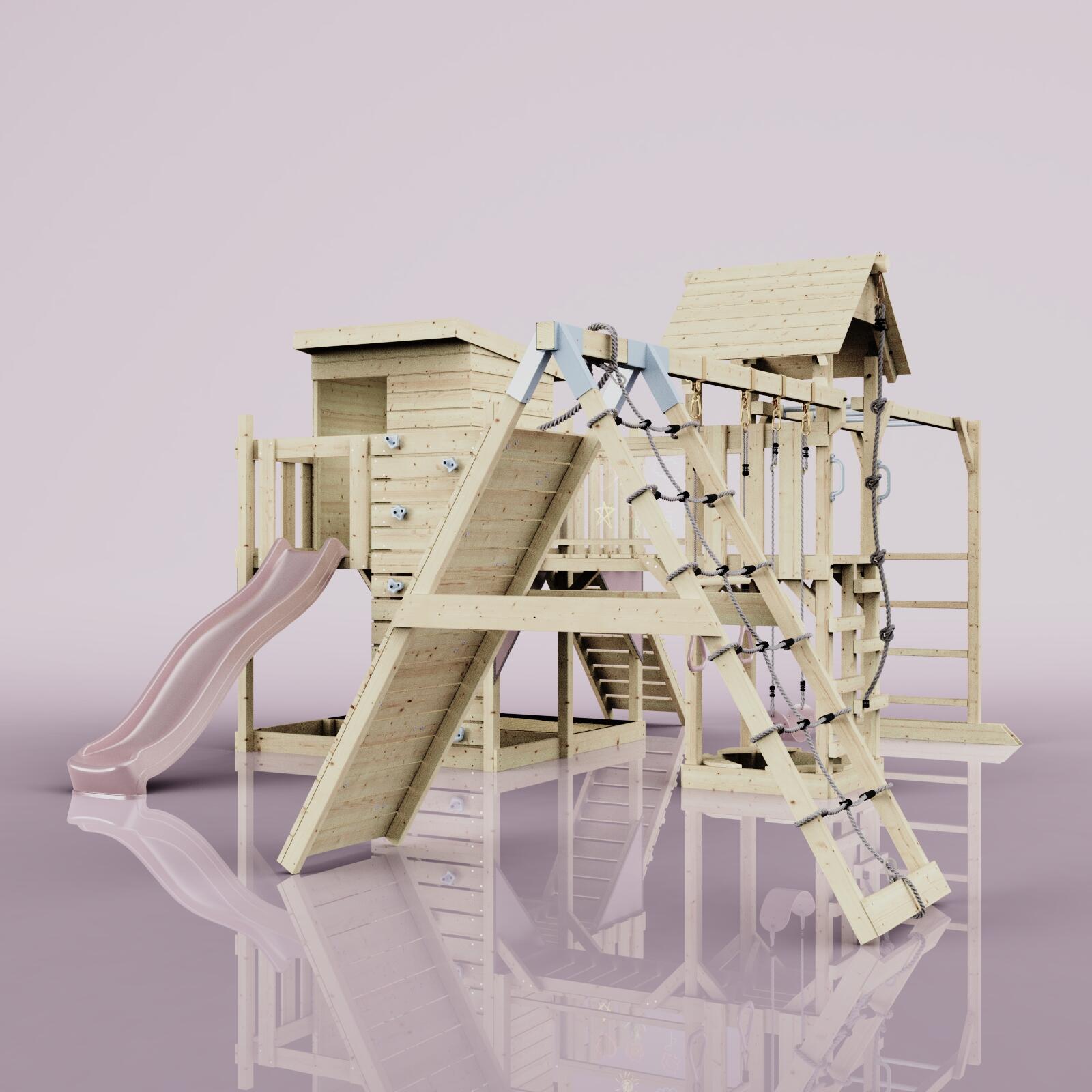 Spielturm Lars mit Trapezstange in Altrosa - 503 × 562 × 274 cm 5/5
