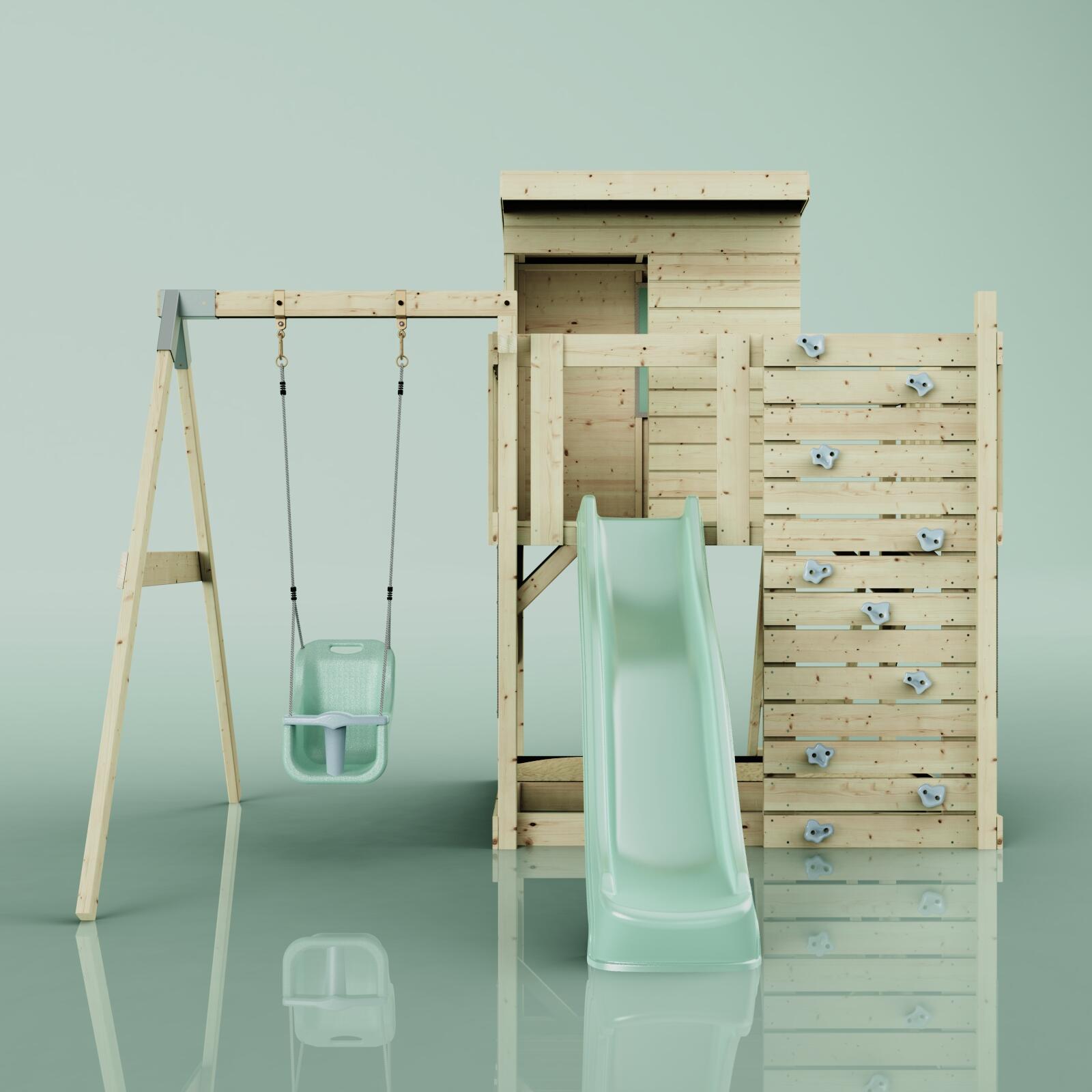 Spielturm Alma mit Babyschaukel in Mintgrün - 415 × 306 × 260 cm 2/6