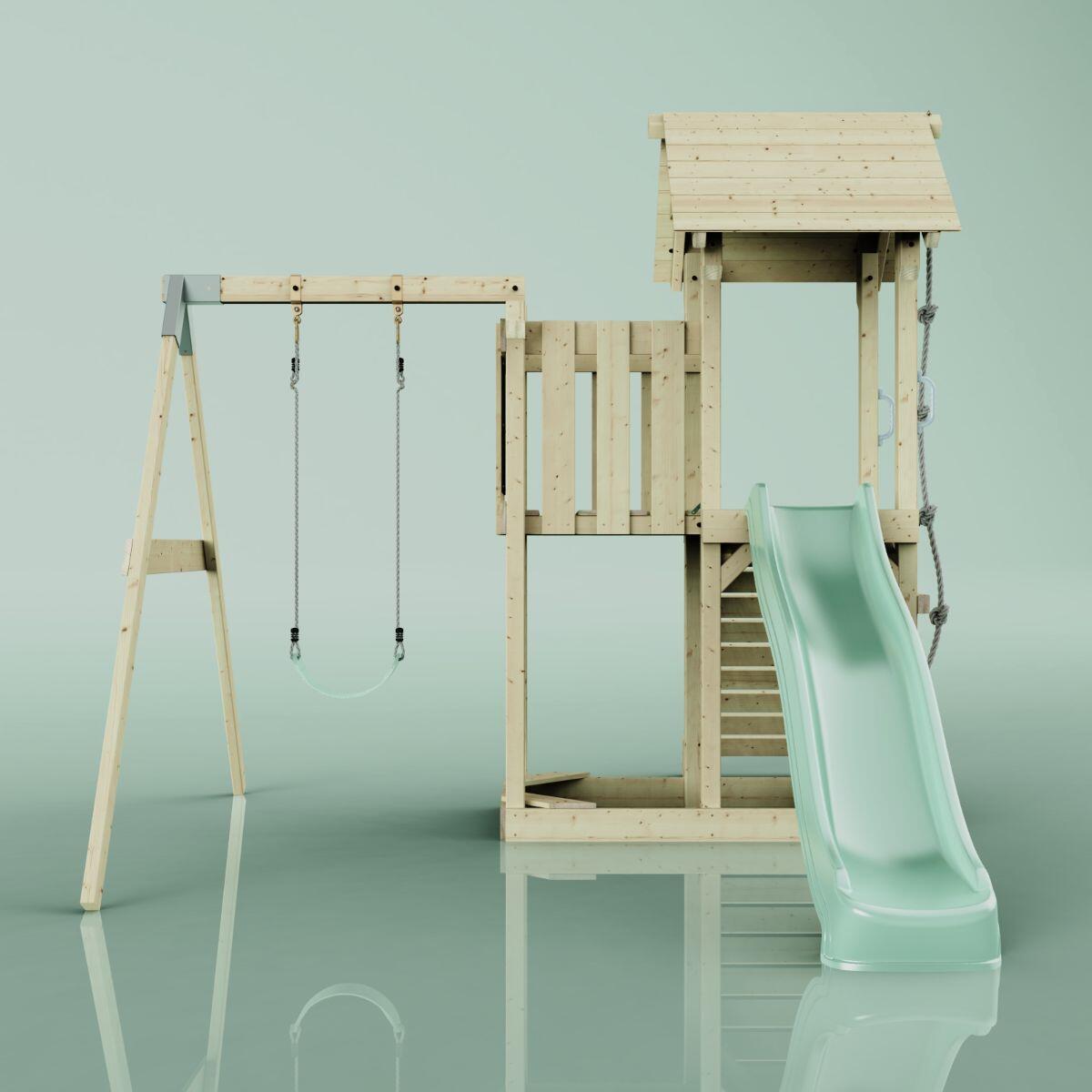 Spielturm Bergen mit Kinderschaukel in Mintgrün - 357 × 271 × 273 cm 2/6