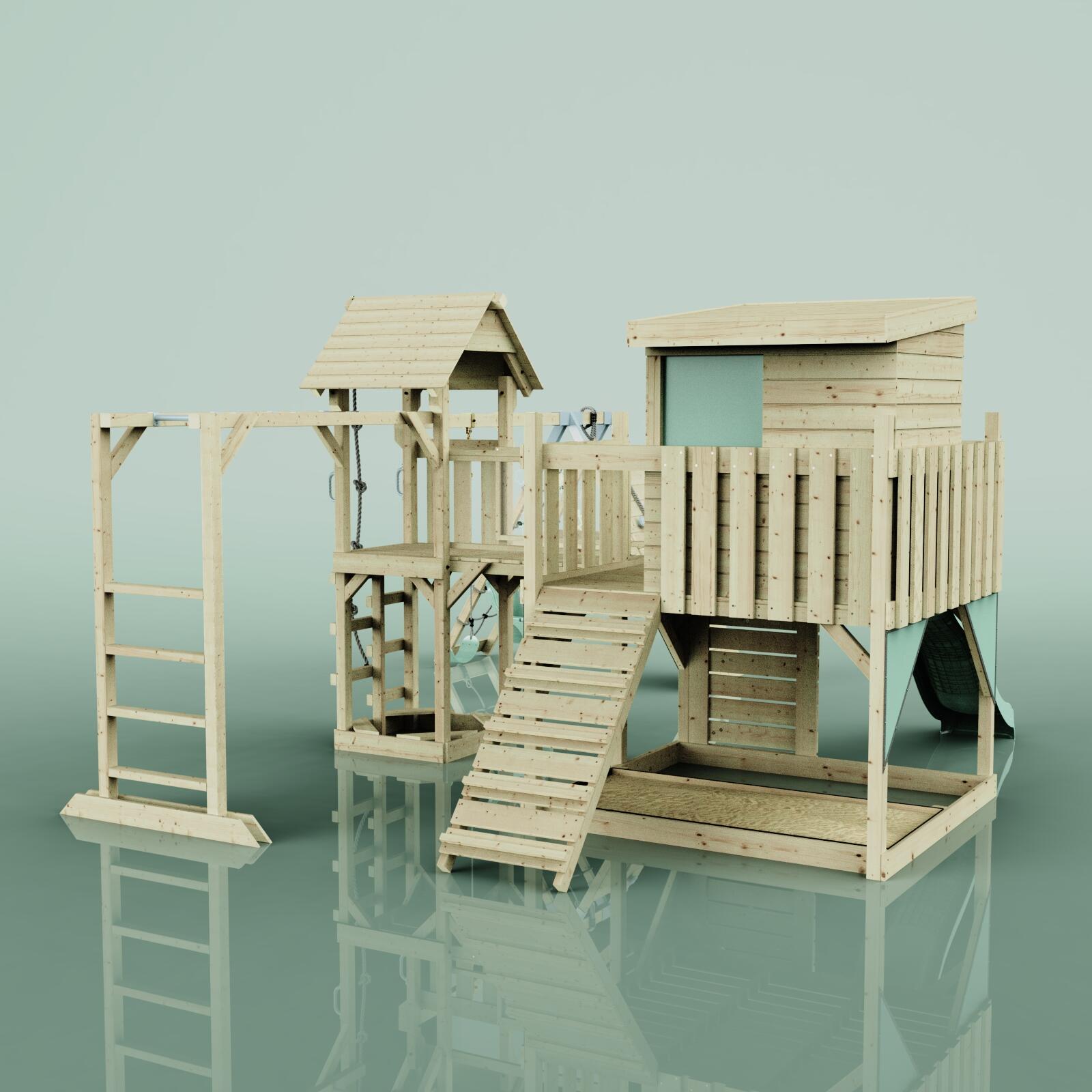 Spielturm Lars mit Babyschaukel in Mintgrün - 503 × 562 × 274 cm 3/5