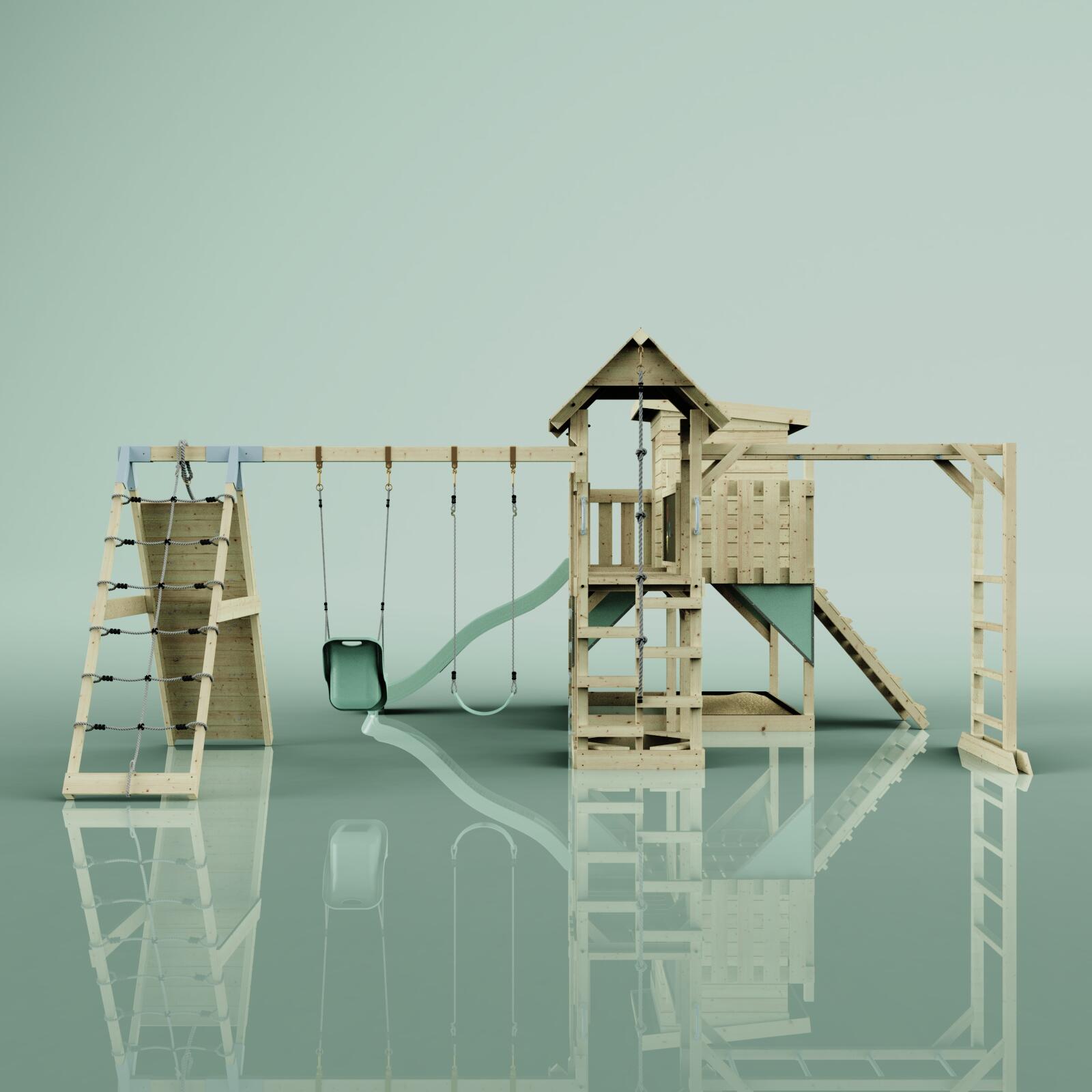 Spielturm Lars mit Babyschaukel in Mintgrün - 503 × 562 × 274 cm 2/5