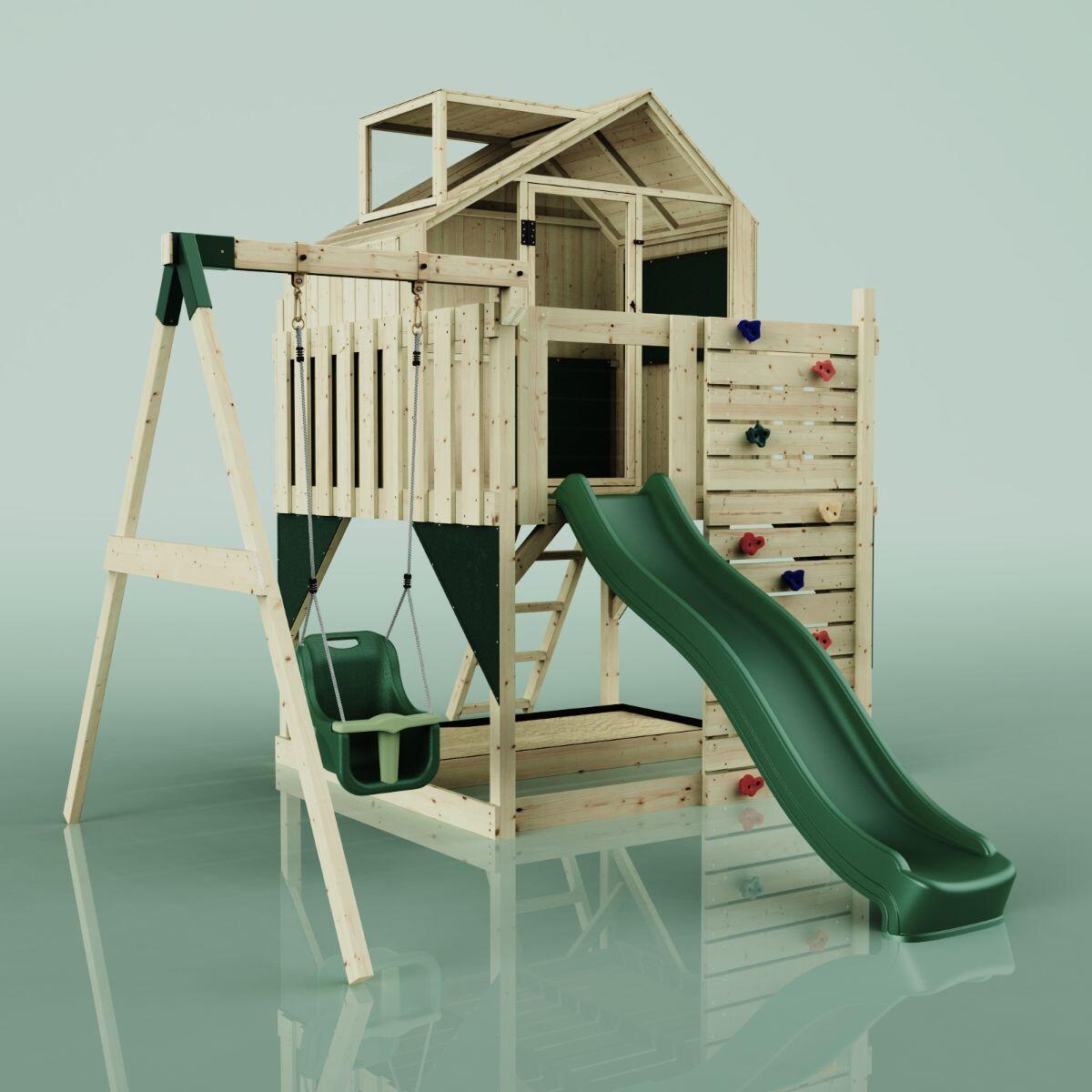 Spielturm Madita mit Babyschaukel in Dunkelgrün - 414 × 308 × 291 cm 2/5