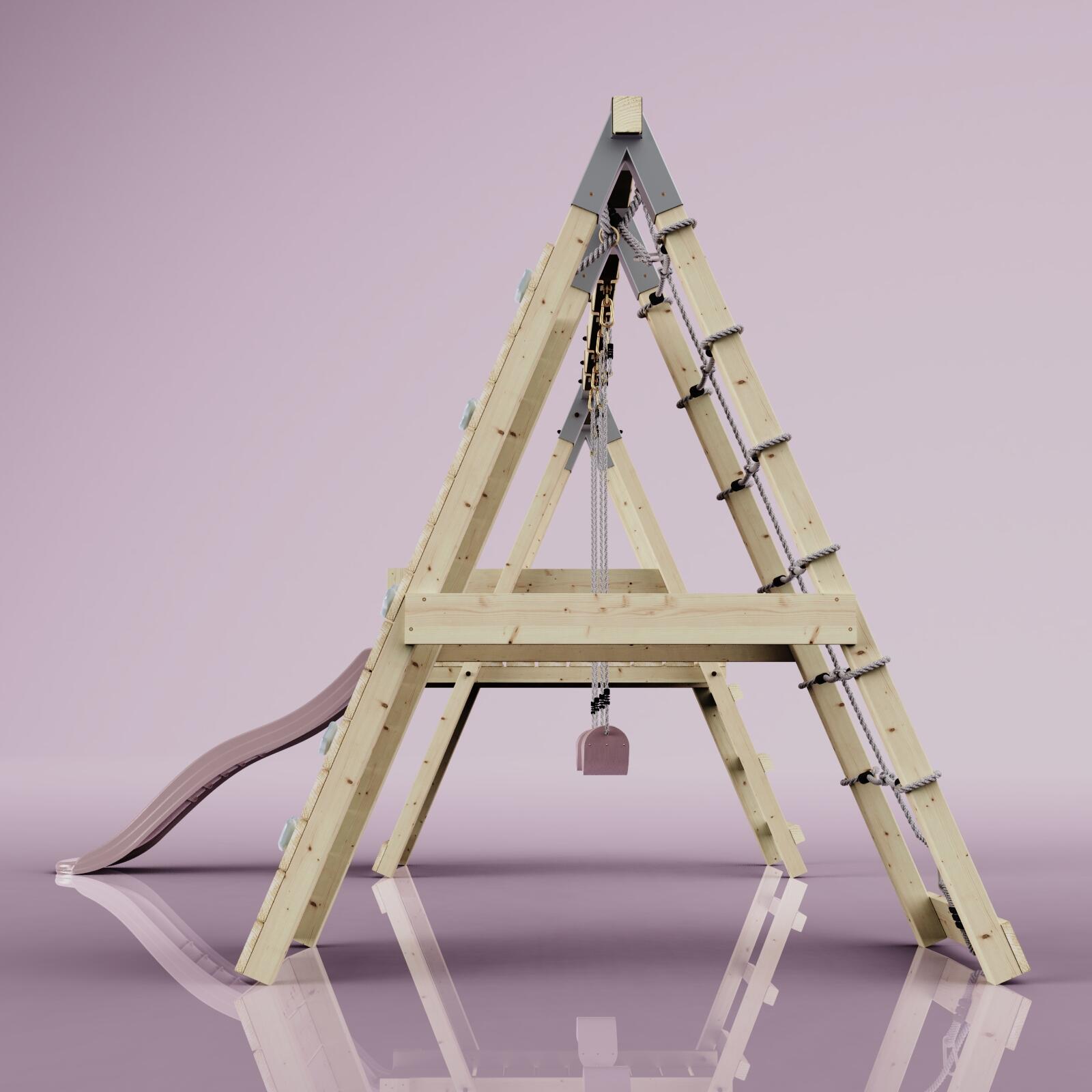 Klettergerüst Frosch in Altrosa - 294 × 364 × 212 cm 3/6