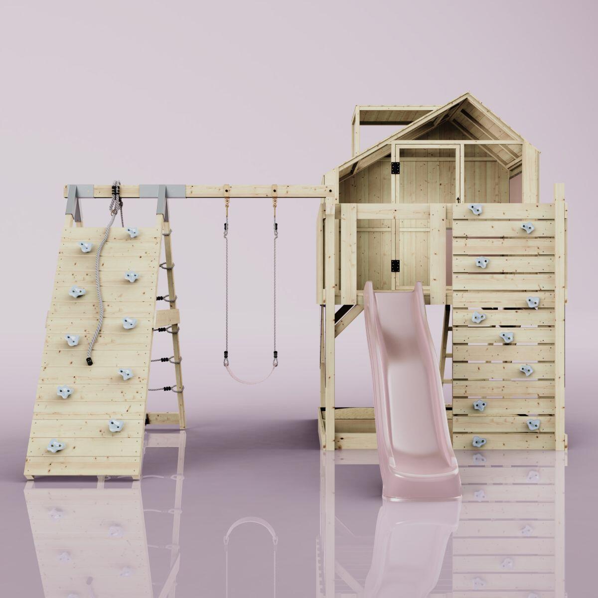 Spielturm Anika mit Kinderschaukel in Altrosa - 415 × 399 × 291 cm 2/6