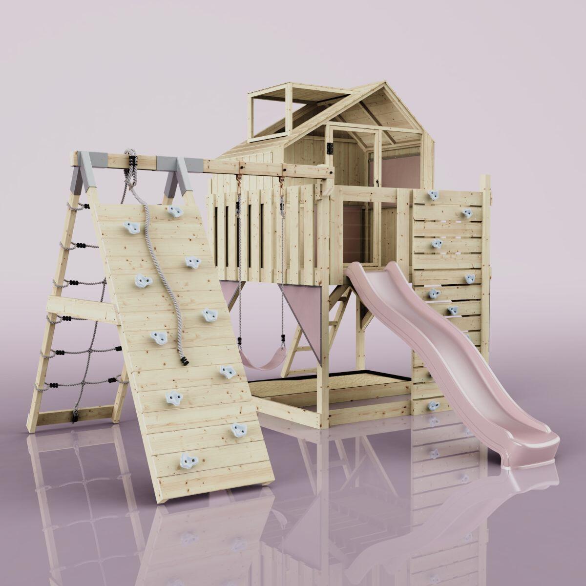 Spielturm Anika mit Kinderschaukel in Altrosa - 415 × 399 × 291 cm 6/6