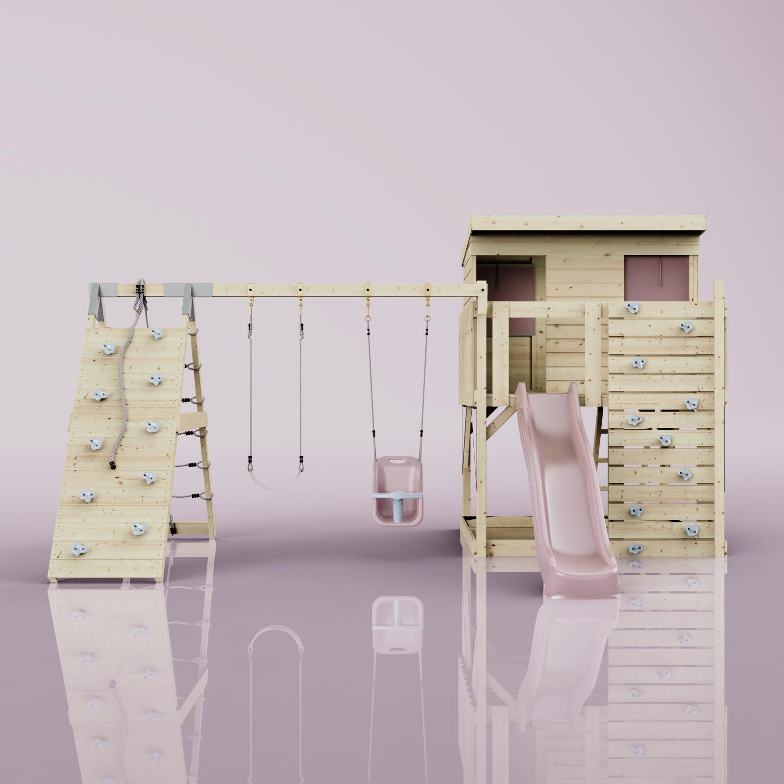 Spielturm Aksel mit Babyschaukel in Altrosa - 415 × 469 × 261 cm 2/6