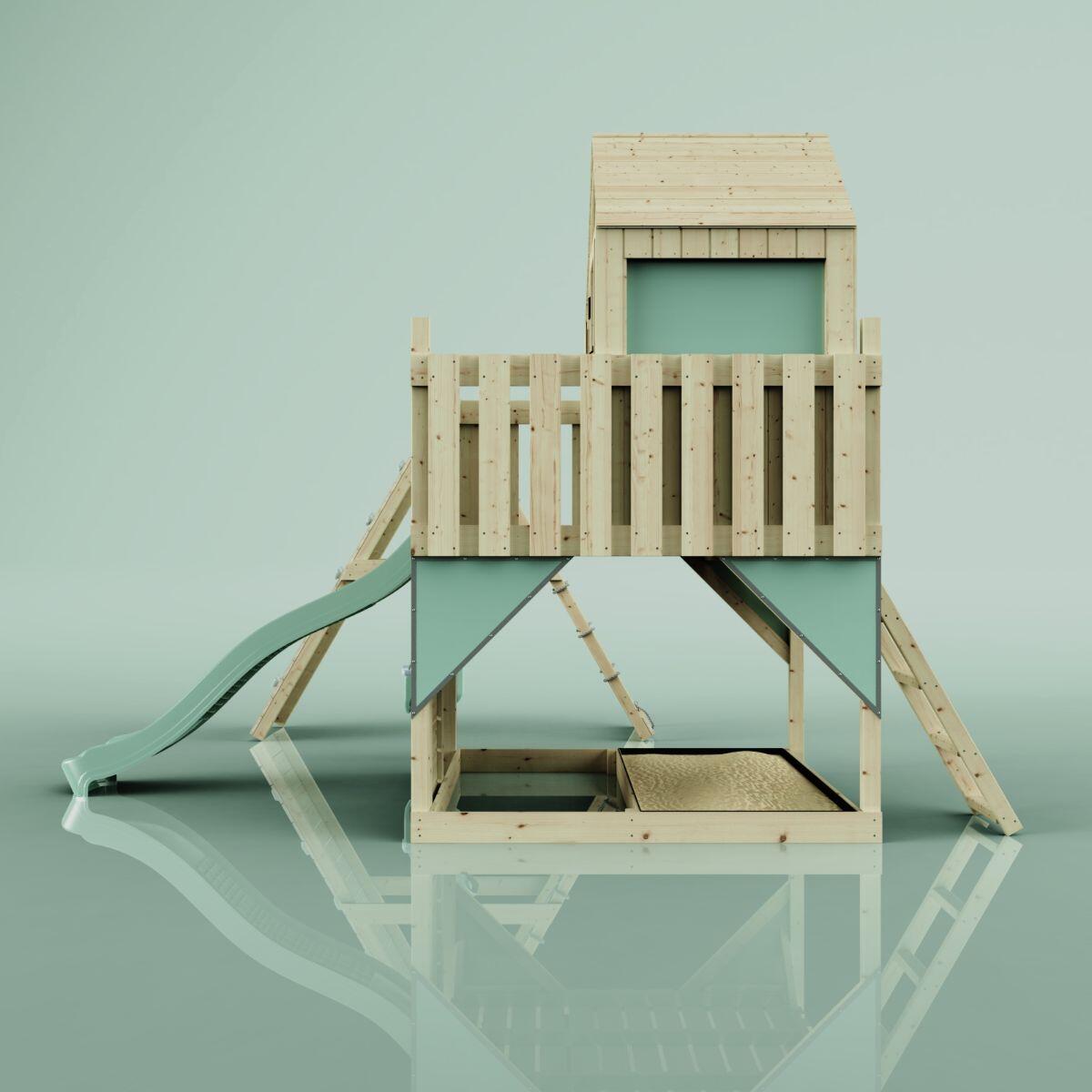 Spielturm Anika mit Babyschaukel in Mintgrün - 415 × 399 × 291 cm 3/6