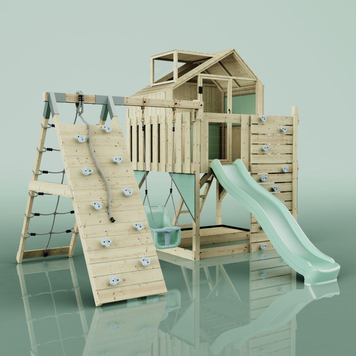 Spielturm Anika mit Babyschaukel in Mintgrün - 415 × 399 × 291 cm 6/6