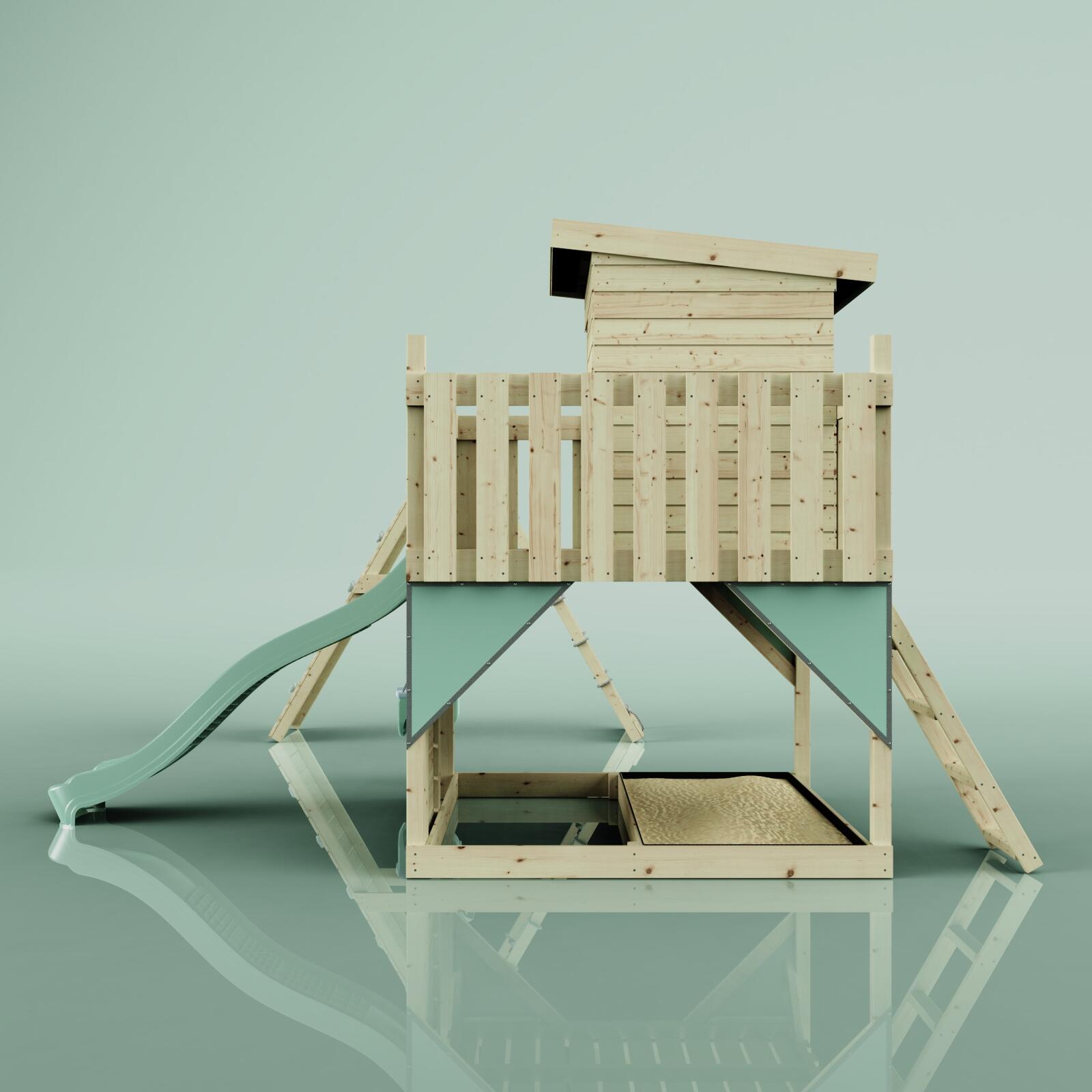 Spielturm Frida mit Babyschaukel in Mintgrün - 414 × 468 × 261 cm 3/6