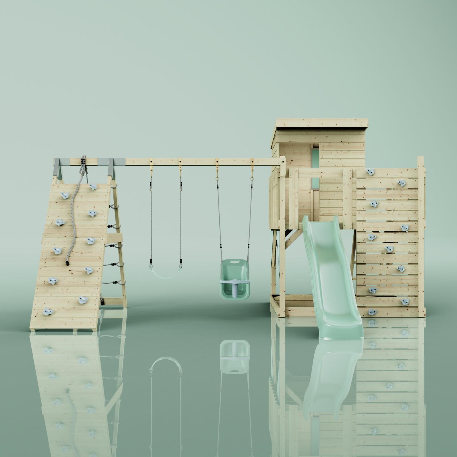 Spielturm Frida mit Babyschaukel in Mintgrün - 414 × 468 × 261 cm 2/6