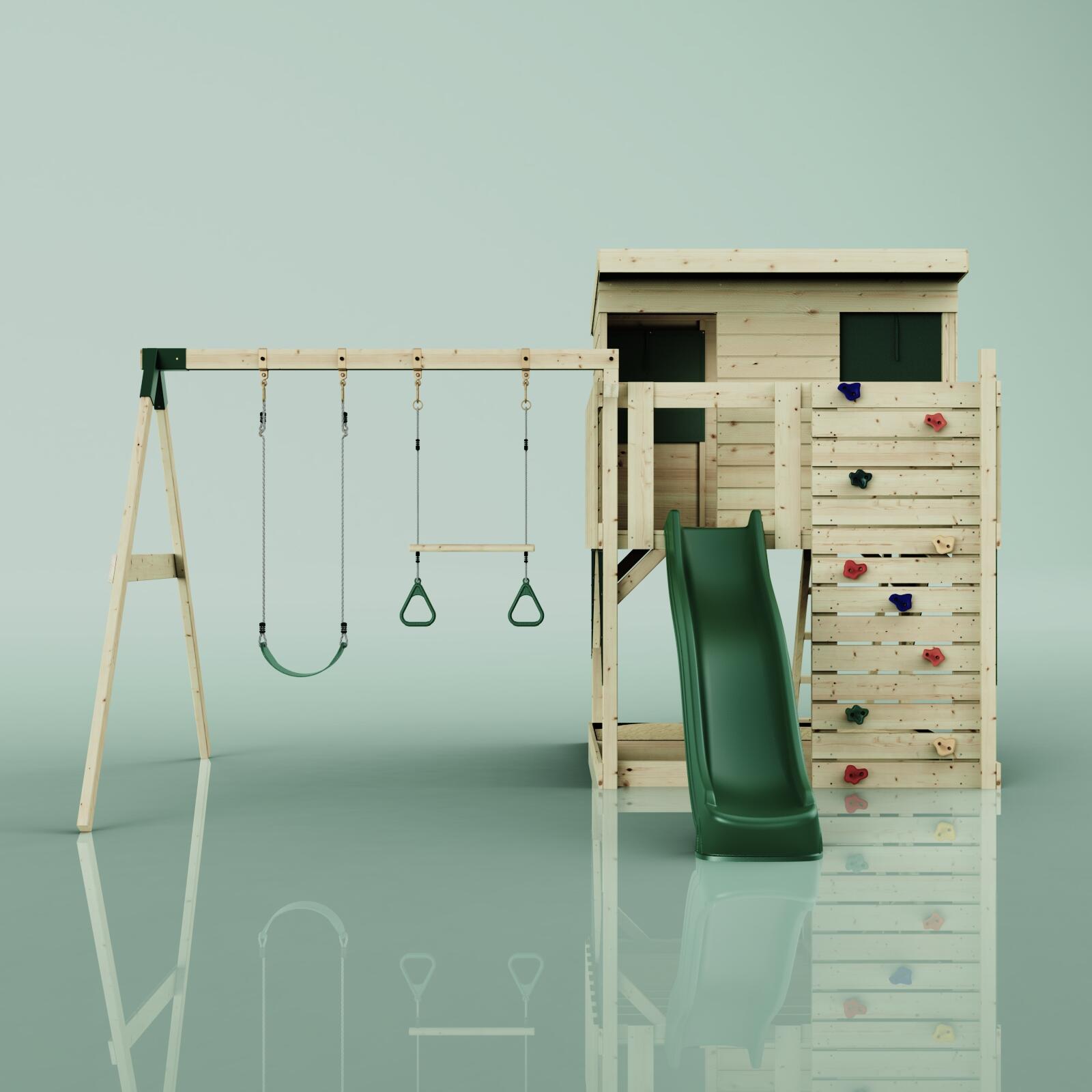 Spielturm Nils mit Trapezstange in Dunkelgrün - 415 × 396 × 260 cm 2/6