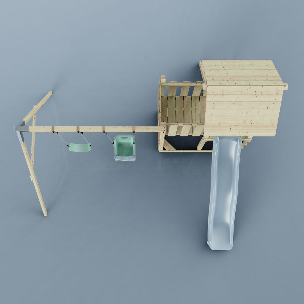 Spielturm Uppsala mit Babyschaukel in Eisblau - 357 × 361 × 273 cm 6/6