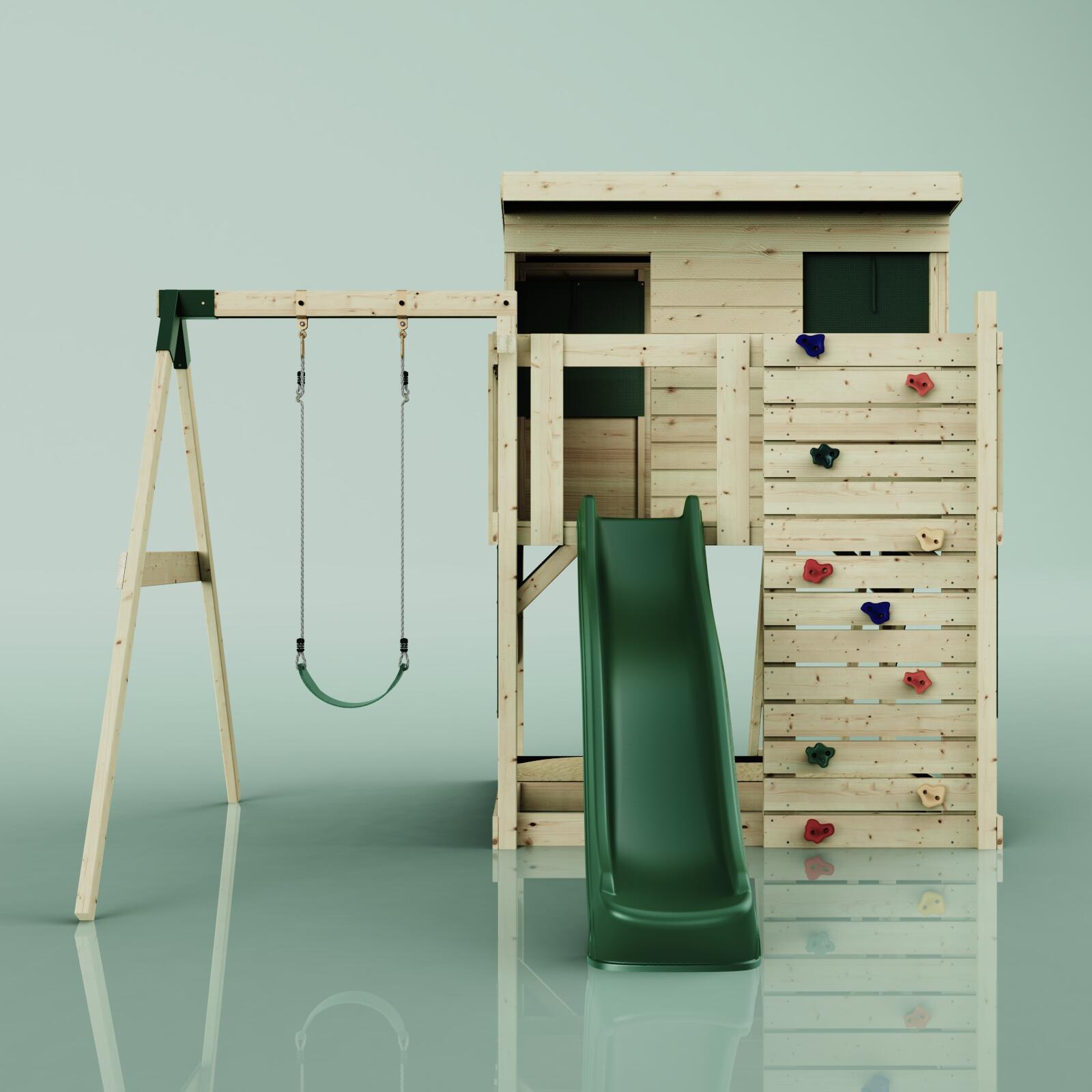Spielturm Tjorven mit Kinderschaukel in Dunkelgrün - 415 × 306 × 260 cm 2/6